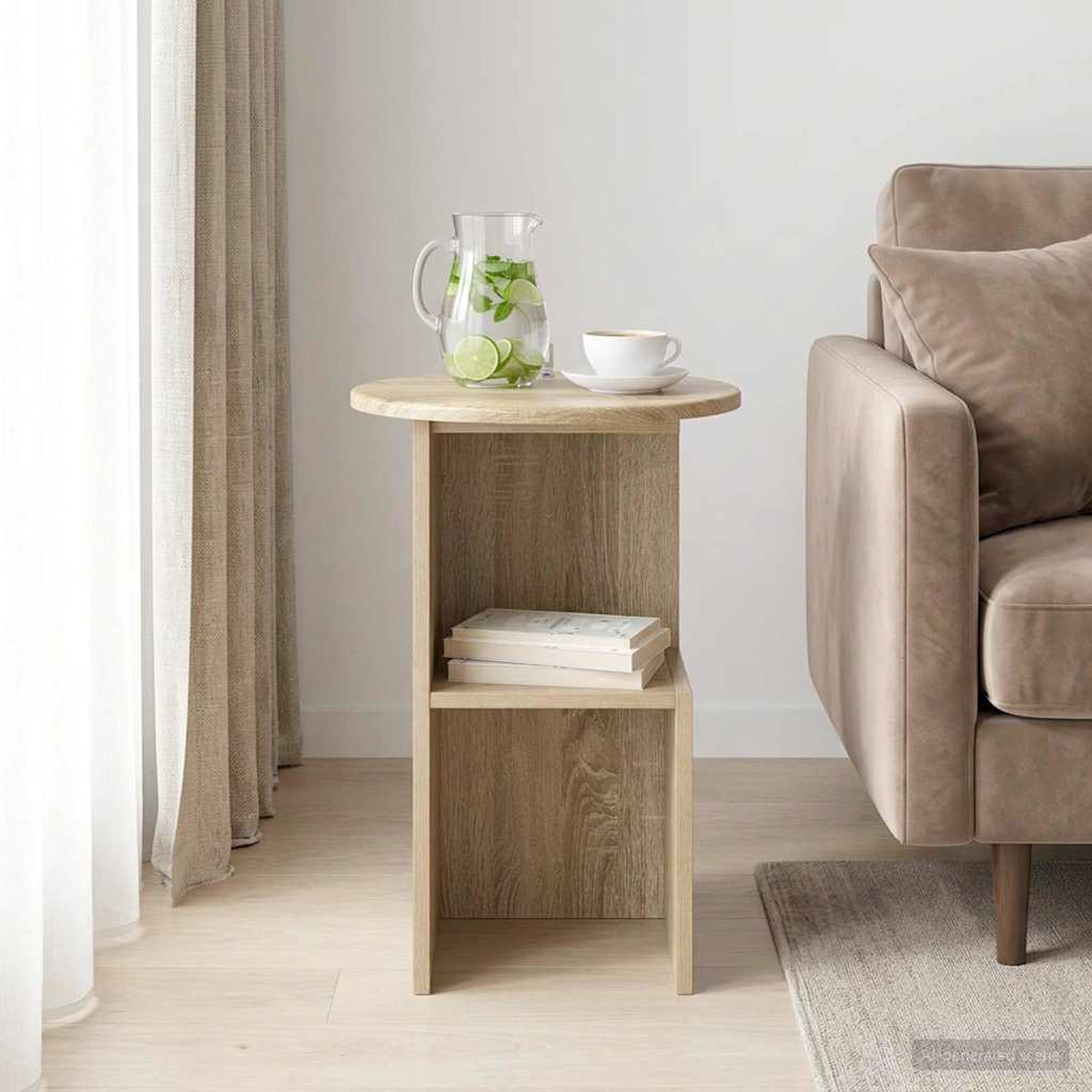 Beistelltisch Sonoma-Eiche Ø 39,5 x 55 cm Holzwerkstoff