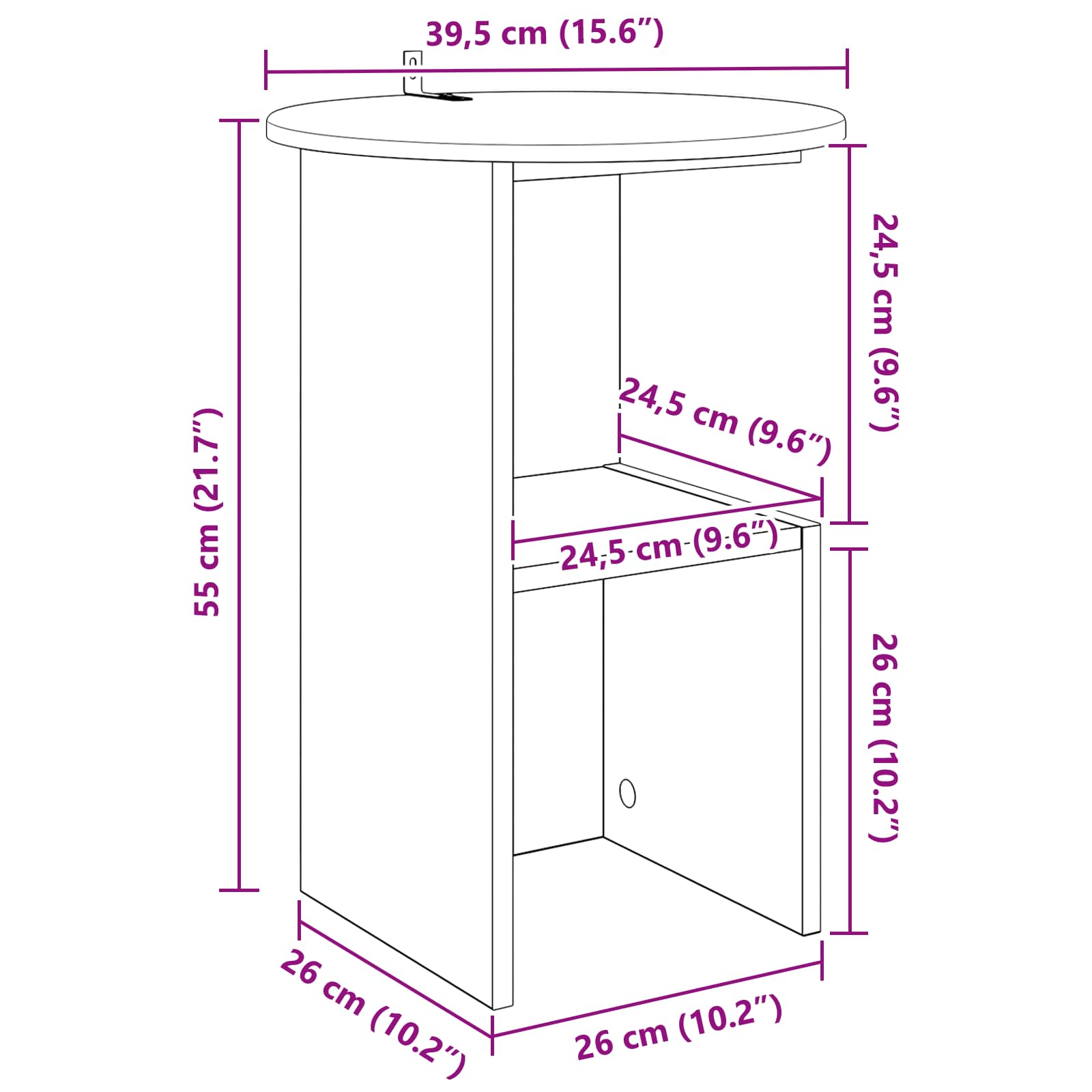 Beistelltisch Altholz Ø 39,5 x 55 cm Holzwerkstoff