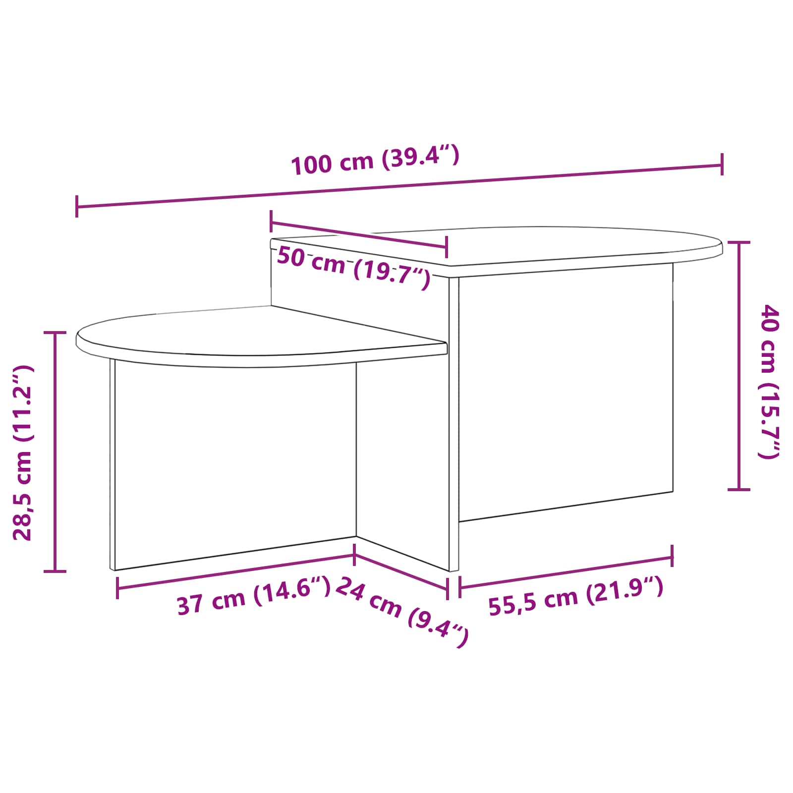 Couchtisch Altholz 100 x 50 x 40 cm Holzwerkstoff