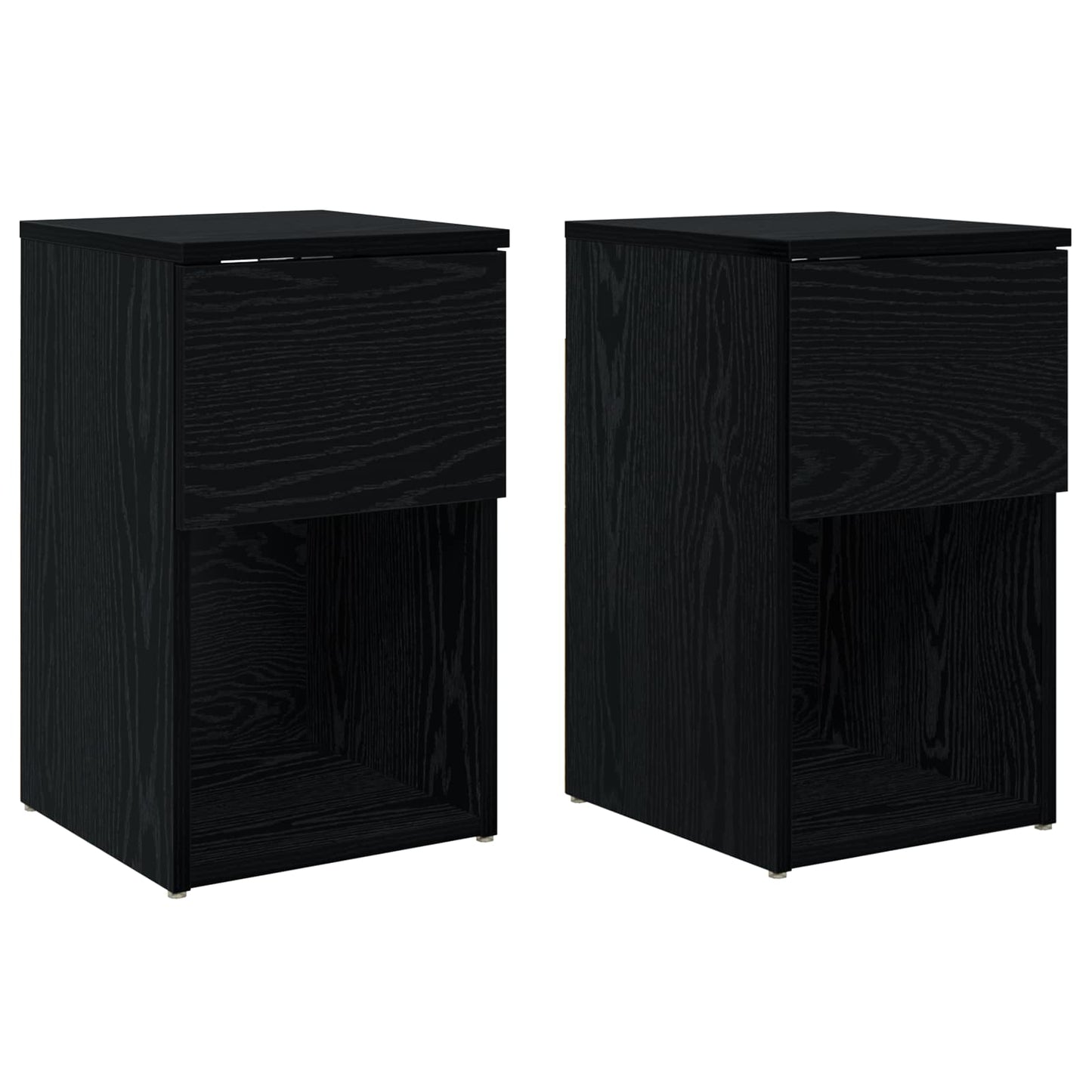 Bettschrank 2 Stk. Schwarz Eichen-Optik 29 x 31,5 x 49 cm