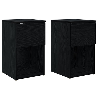 Bettschrank 2 Stk. Schwarz Eichen-Optik 29 x 31,5 x 49 cm