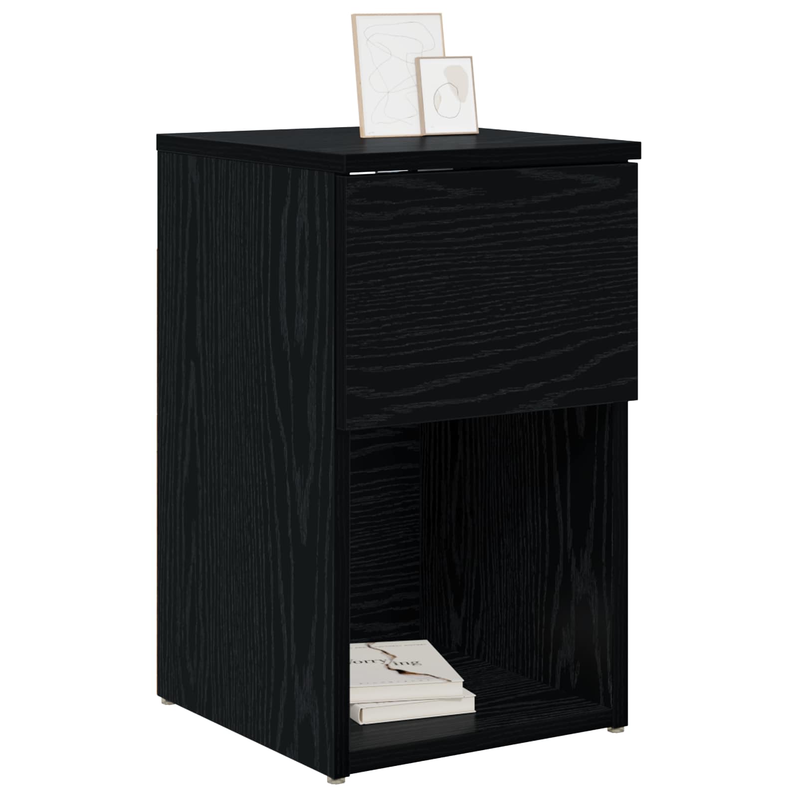 Bettschrank 2 Stk. Schwarz Eichen-Optik 29 x 31,5 x 49 cm
