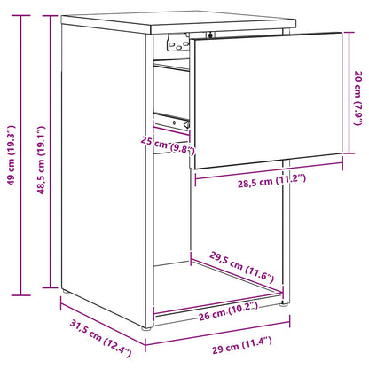 Bettschrank Artisan-Eiche 29 x 31,5 x 49 cm Holzwerkstoff
