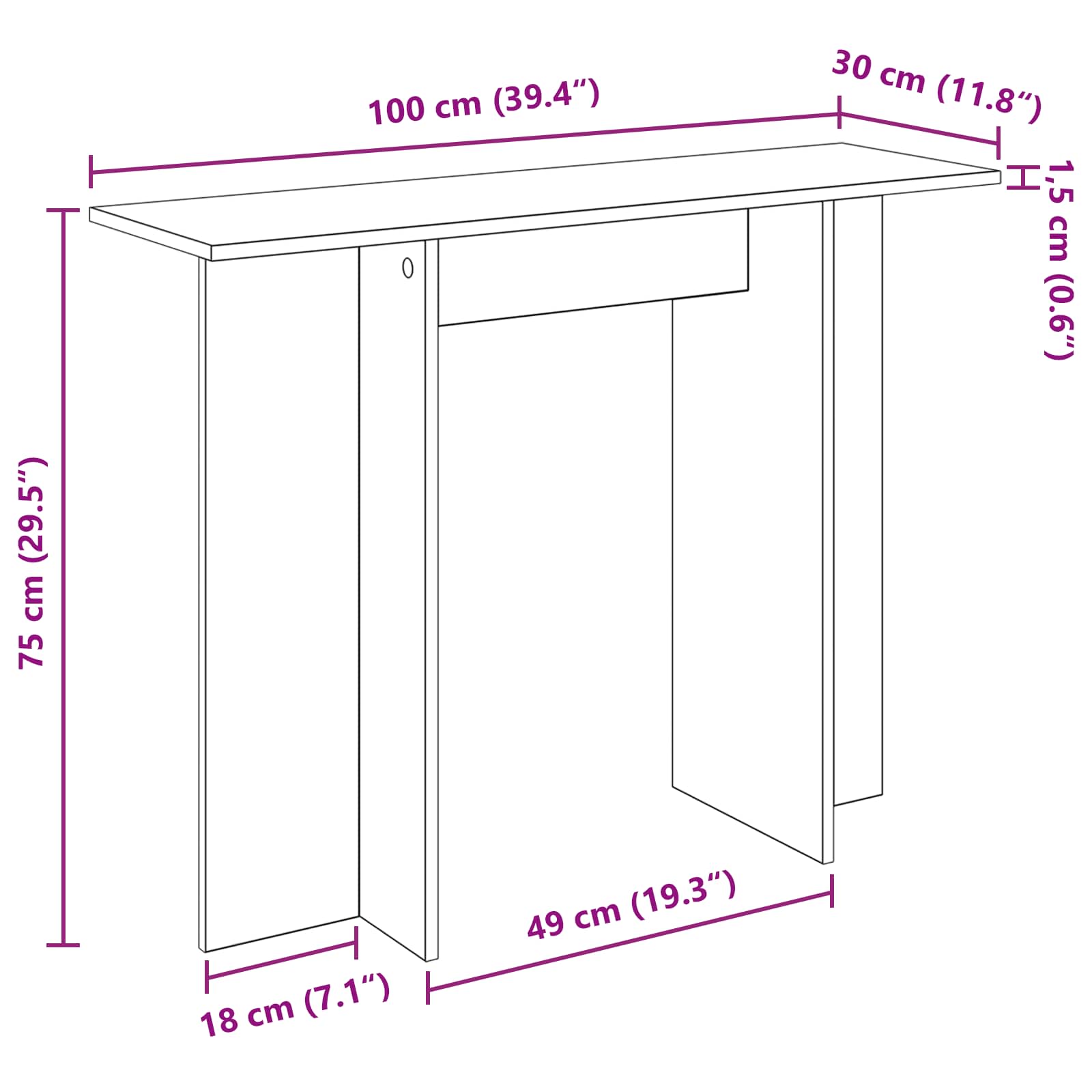 Konsolentisch Weiß 100 x 30 x 75 cm Holzwerkstoff