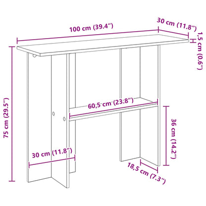 Konsolentisch Sonoma-Grau 100 x 30 x 75 cm Holzwerkstoff