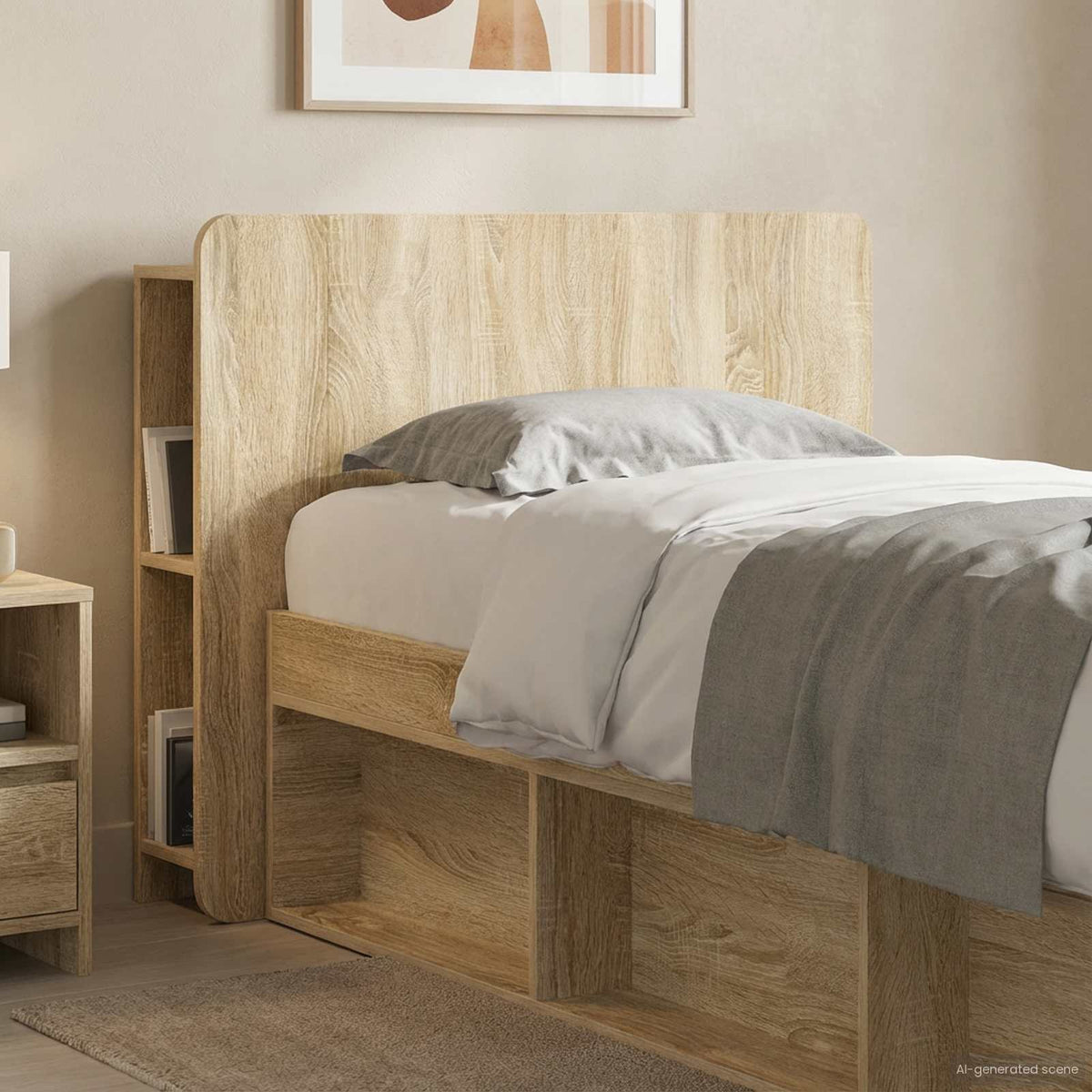 Kopfteil Schrank mit Speicher Sonoma-Eiche Holzwerkstoff