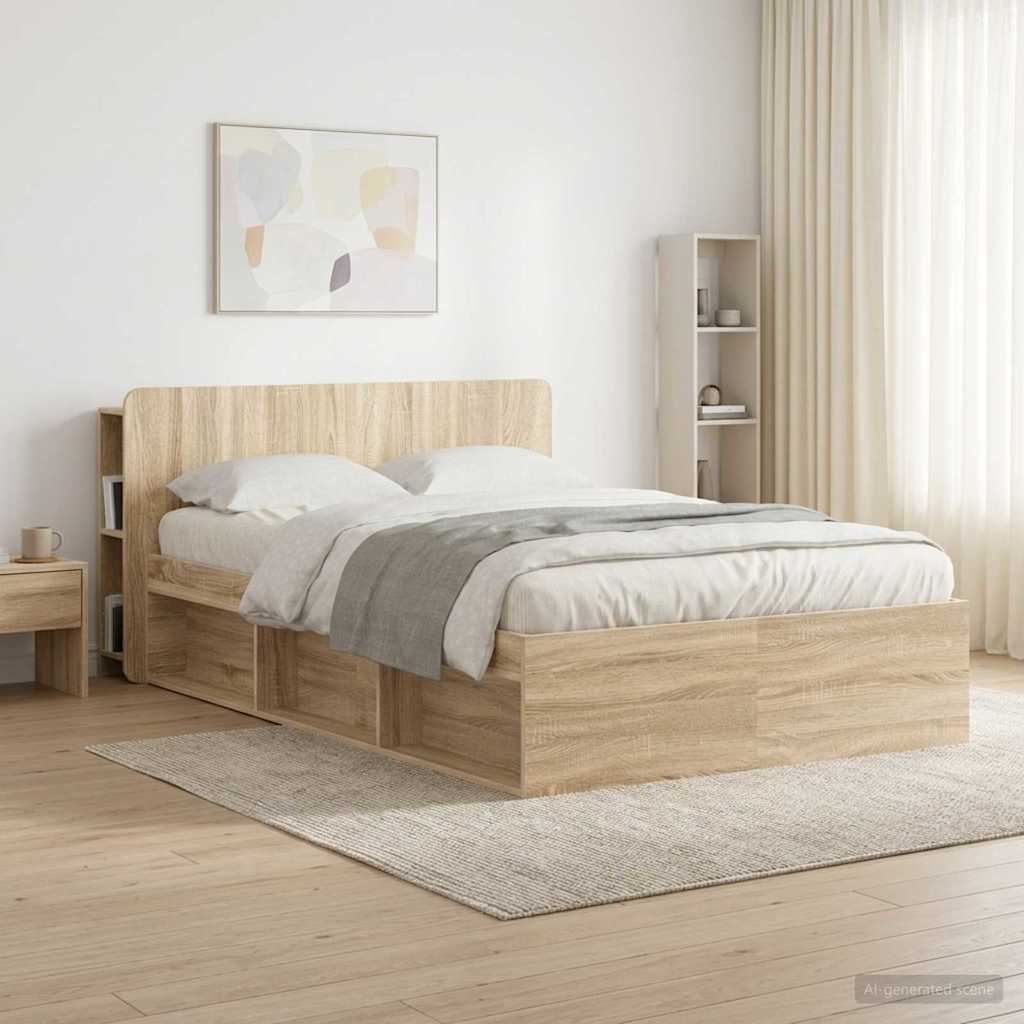 Kopfteil Schrank mit Speicher Sonoma Holzwerkstoff