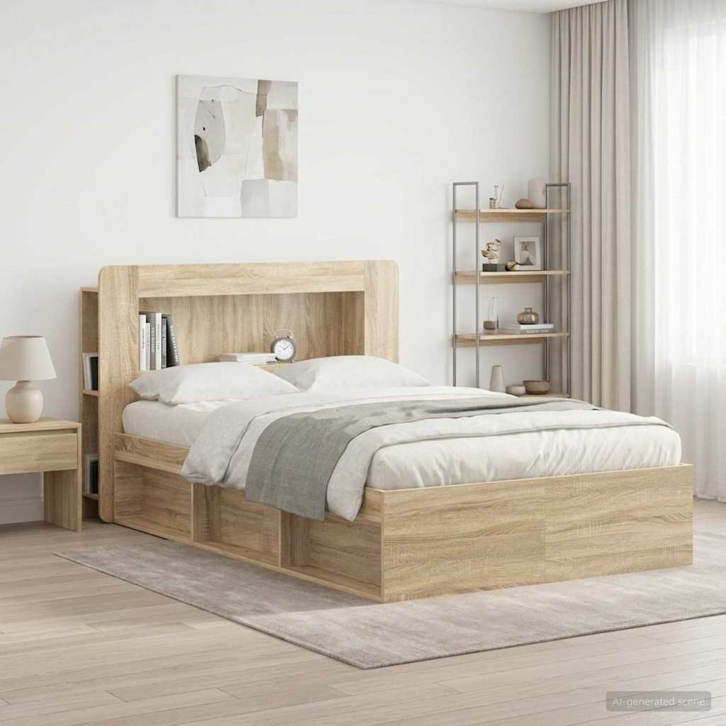 Kopfteil Schrank mit Speicher Sonoma-Eiche Holzwerkstoff