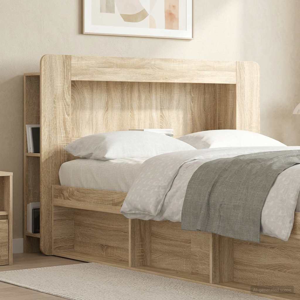 Kopfteil Schrank mit Speicher Sonoma-Eiche Holzwerkstoff