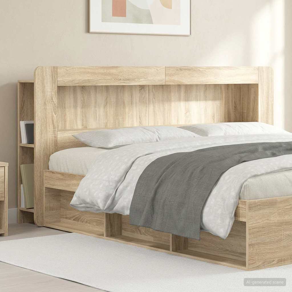 Kopfteil Schrank mit Speicher Sonoma-Eiche Holzwerkstoff