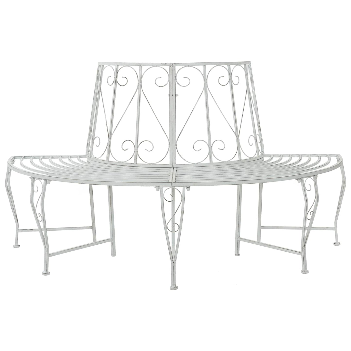 Baumbank 4-Sitzanzahl 160 x 80 x 89 cm Stahl Antik Weiß