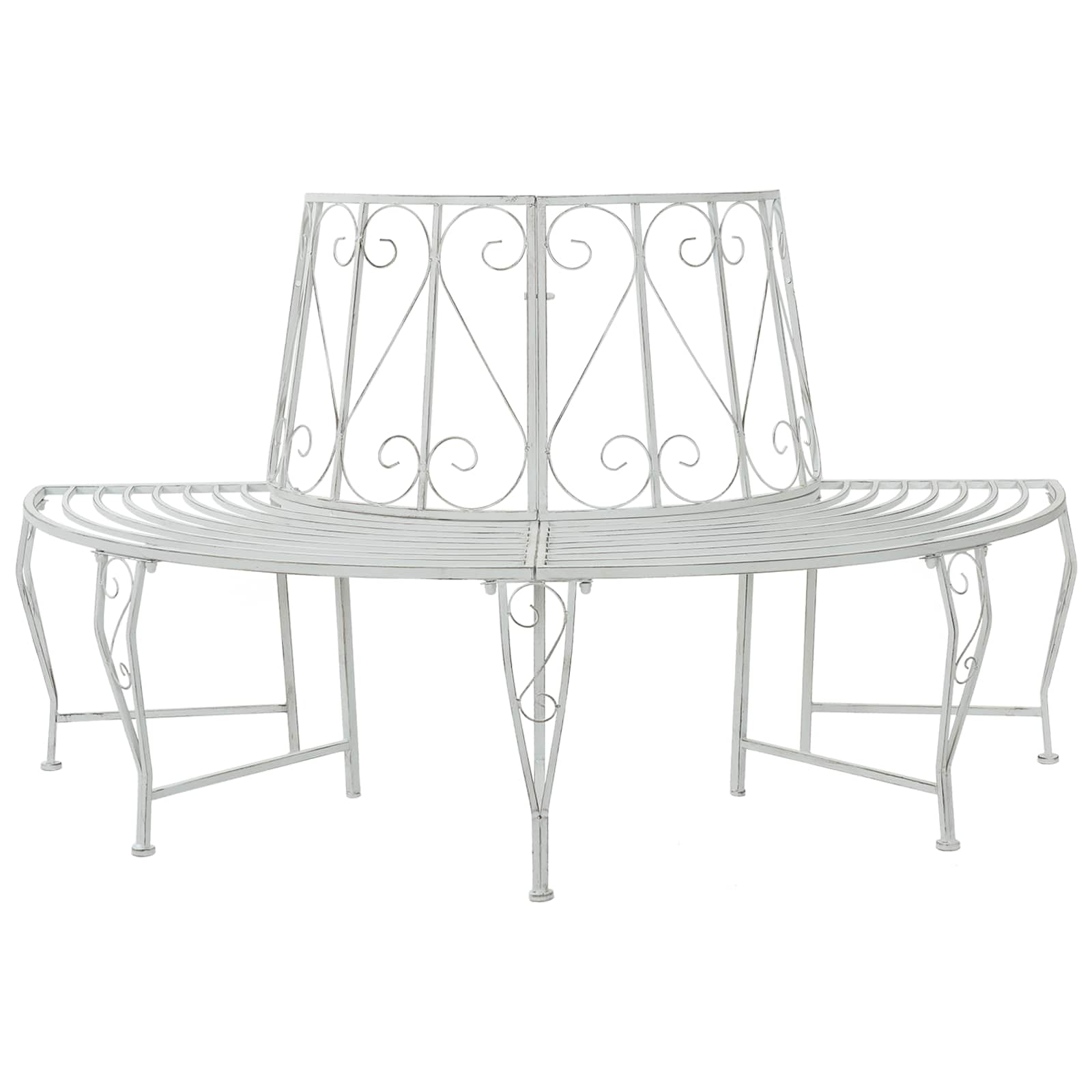 Baumbank 4-Sitzanzahl 160 x 80 x 89 cm Stahl Antik Weiß