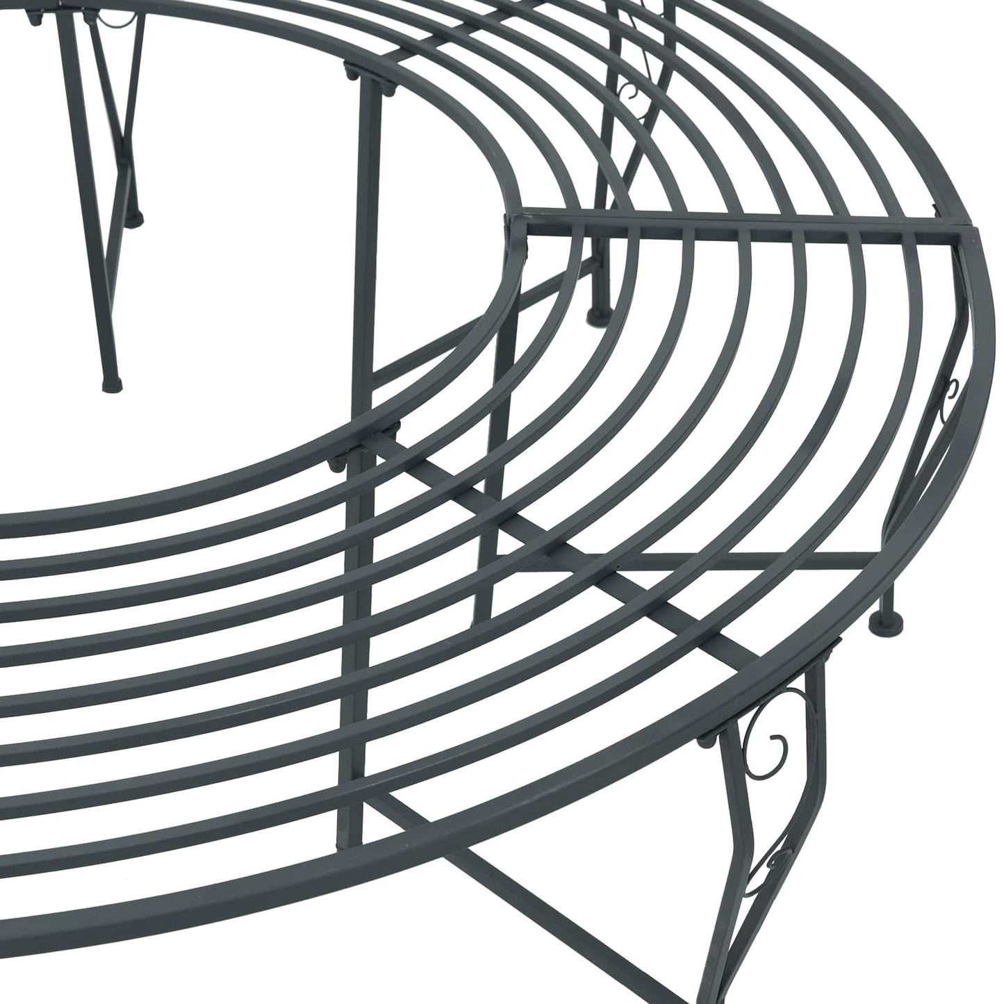 Baumbank 8-Sitzanzahl Ø 160 x 44 cm Stahl Silber Grau Rund