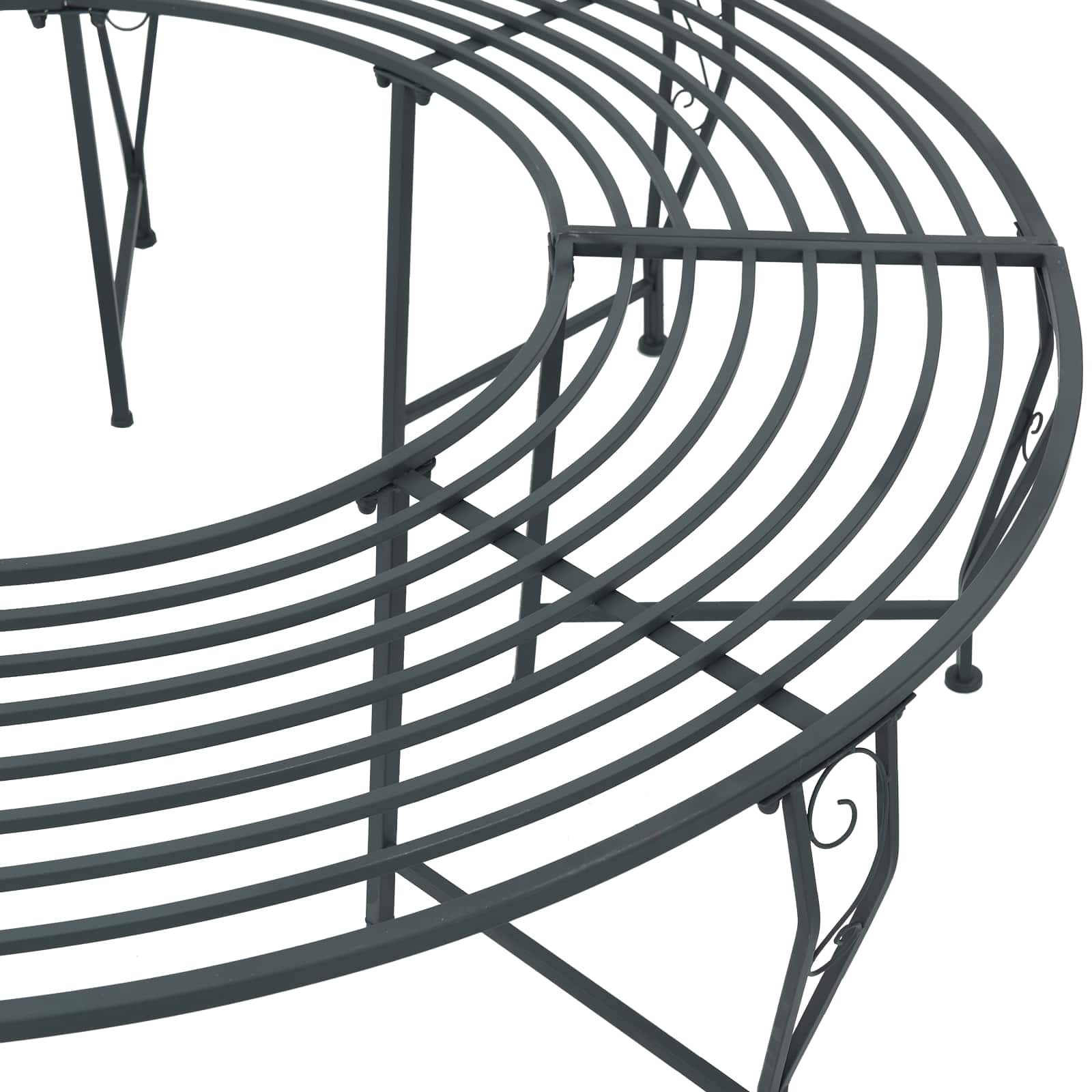 Baumbank 8-Sitzanzahl Ø 160 x 44 cm Stahl Silber Grau Rund