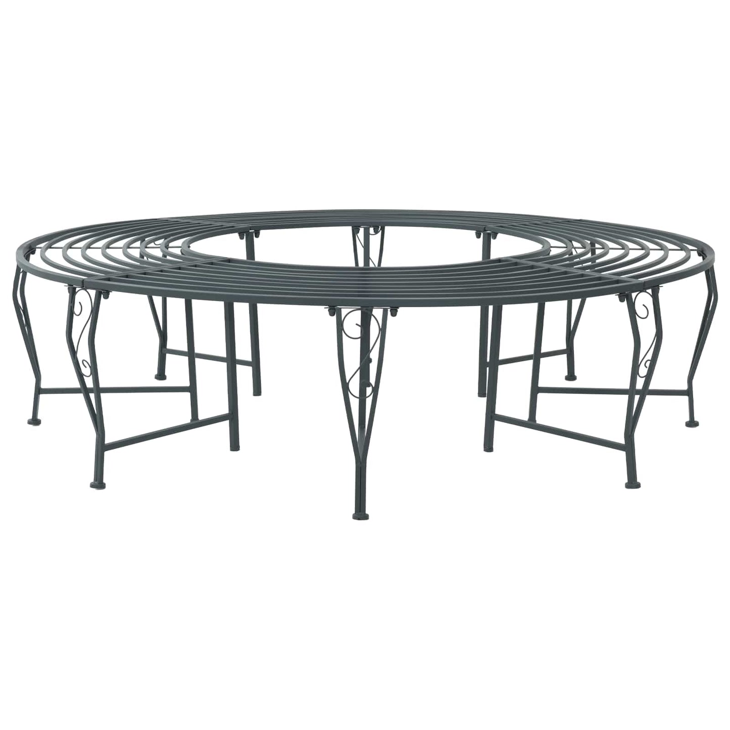 Baumbank 8-Sitzanzahl Ø 160 x 44 cm Stahl Silber Grau Rund
