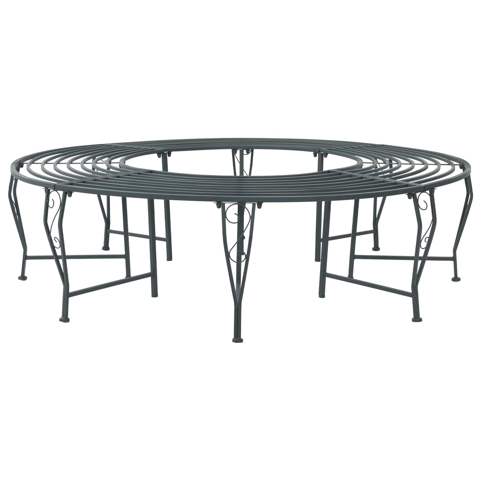 Baumbank 8-Sitzanzahl Ø 160 x 44 cm Stahl Silber Grau Rund