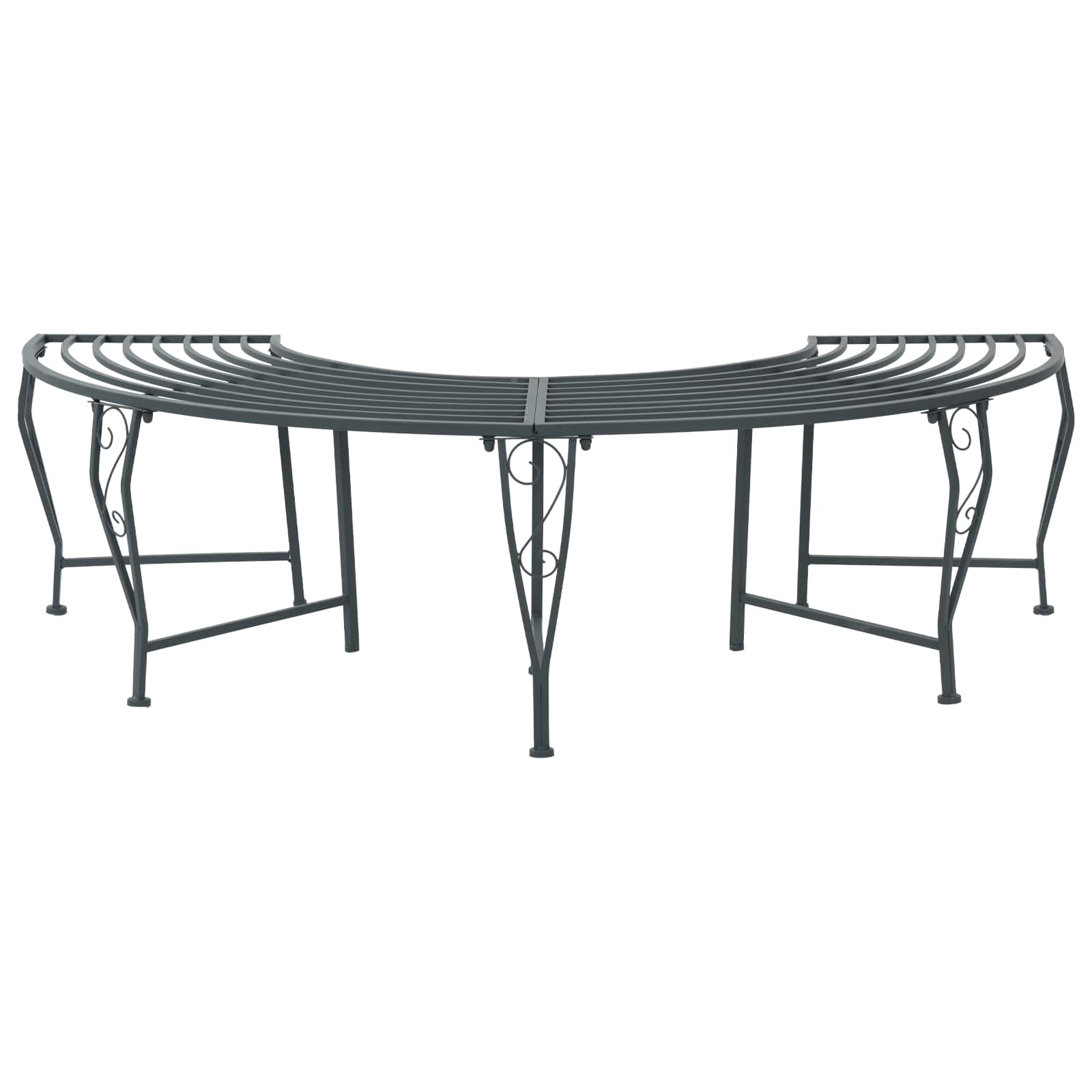 Baumbank 4-Sitzanzahl 160 x 80 x 44 cm Stahl Silber Grau
