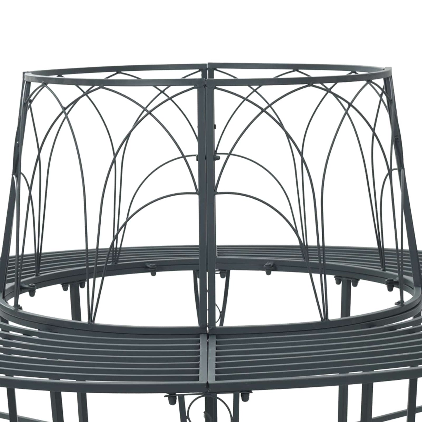Baumbank 8-Sitzanzahl Ø 160 x 89 cm Stahl Silber Grau Rund