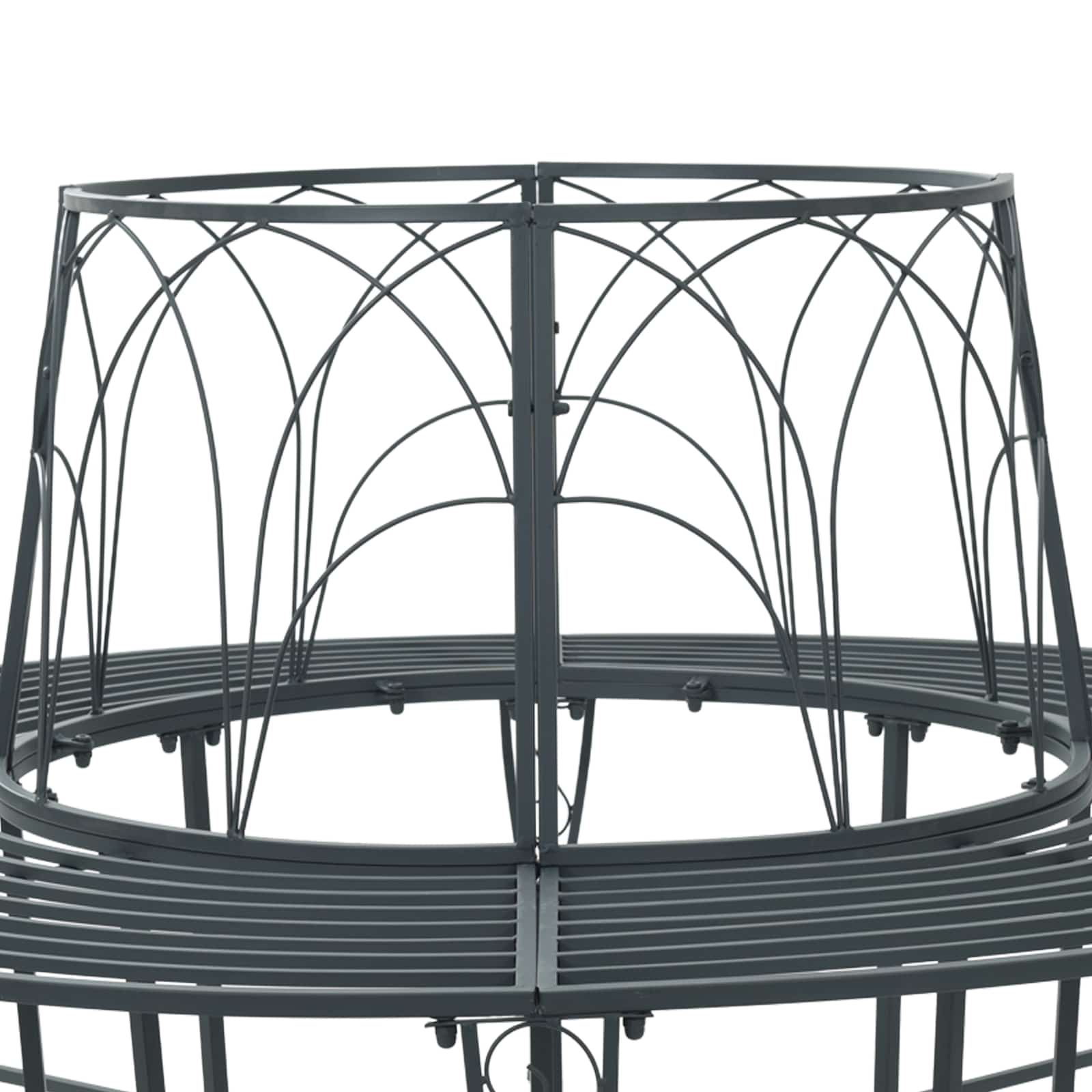 Baumbank 8-Sitzanzahl Ø 160 x 89 cm Stahl Silber Grau Rund