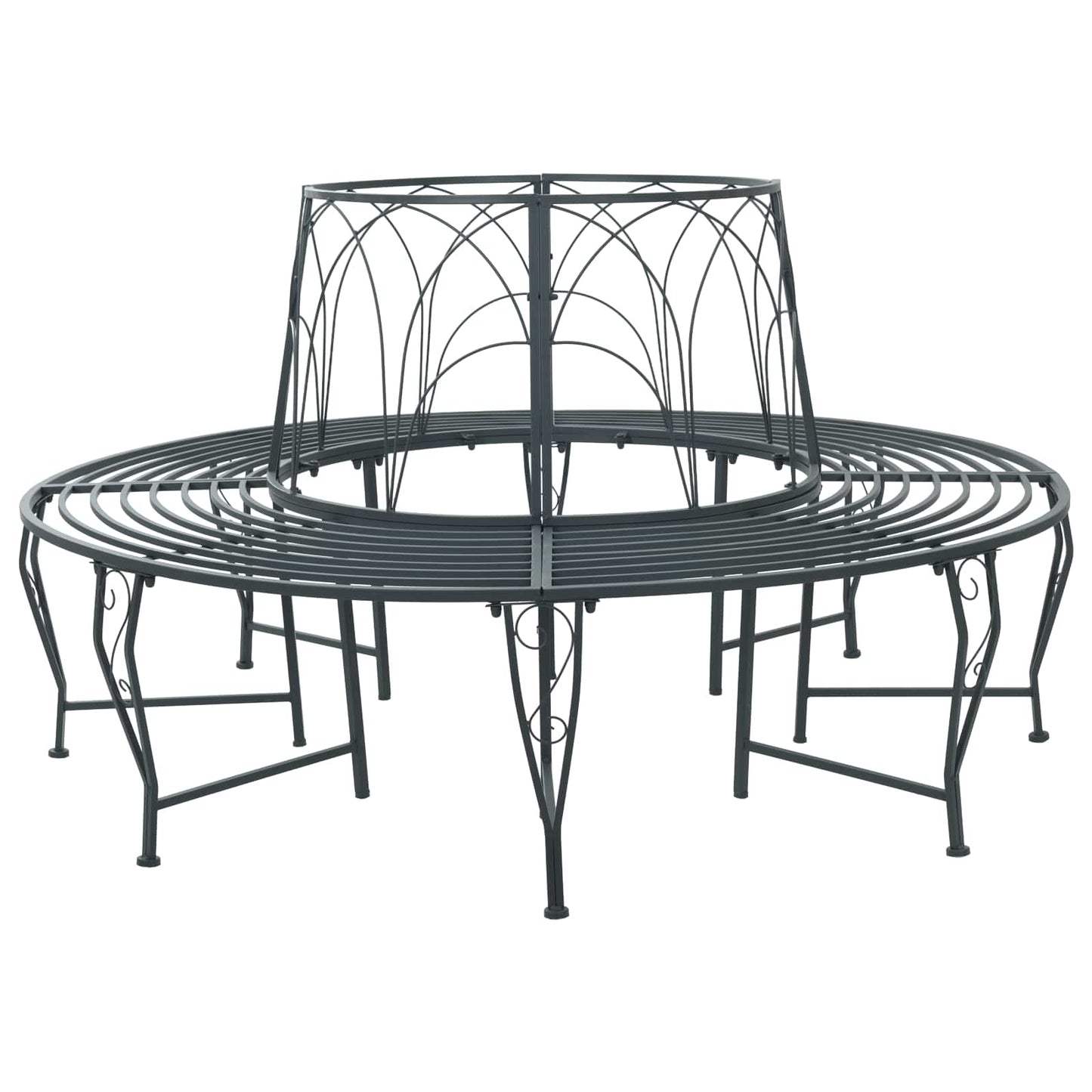 Baumbank 8-Sitzanzahl Ø 160 x 89 cm Stahl Silber Grau Rund