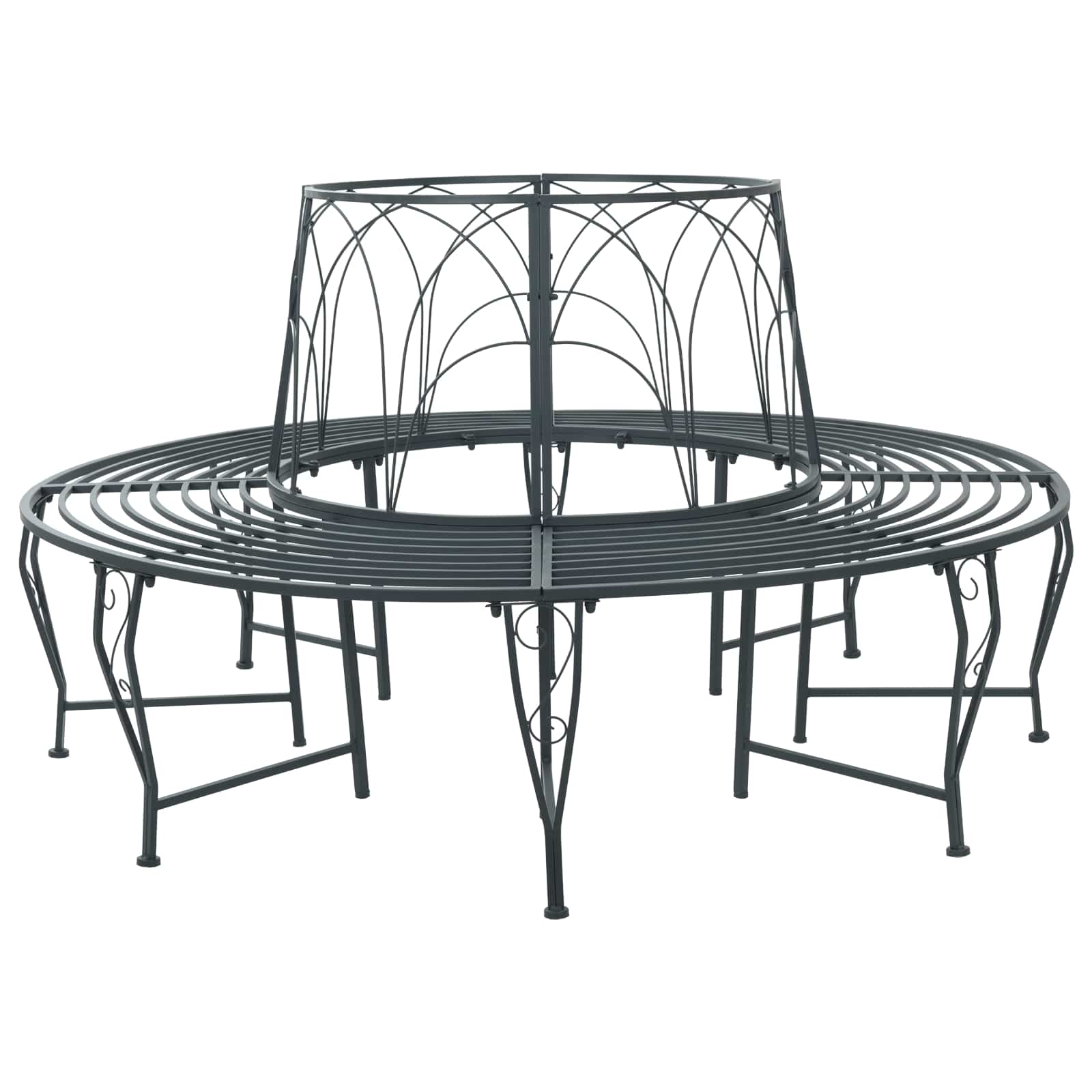 Baumbank 8-Sitzanzahl Ø 160 x 89 cm Stahl Silber Grau Rund
