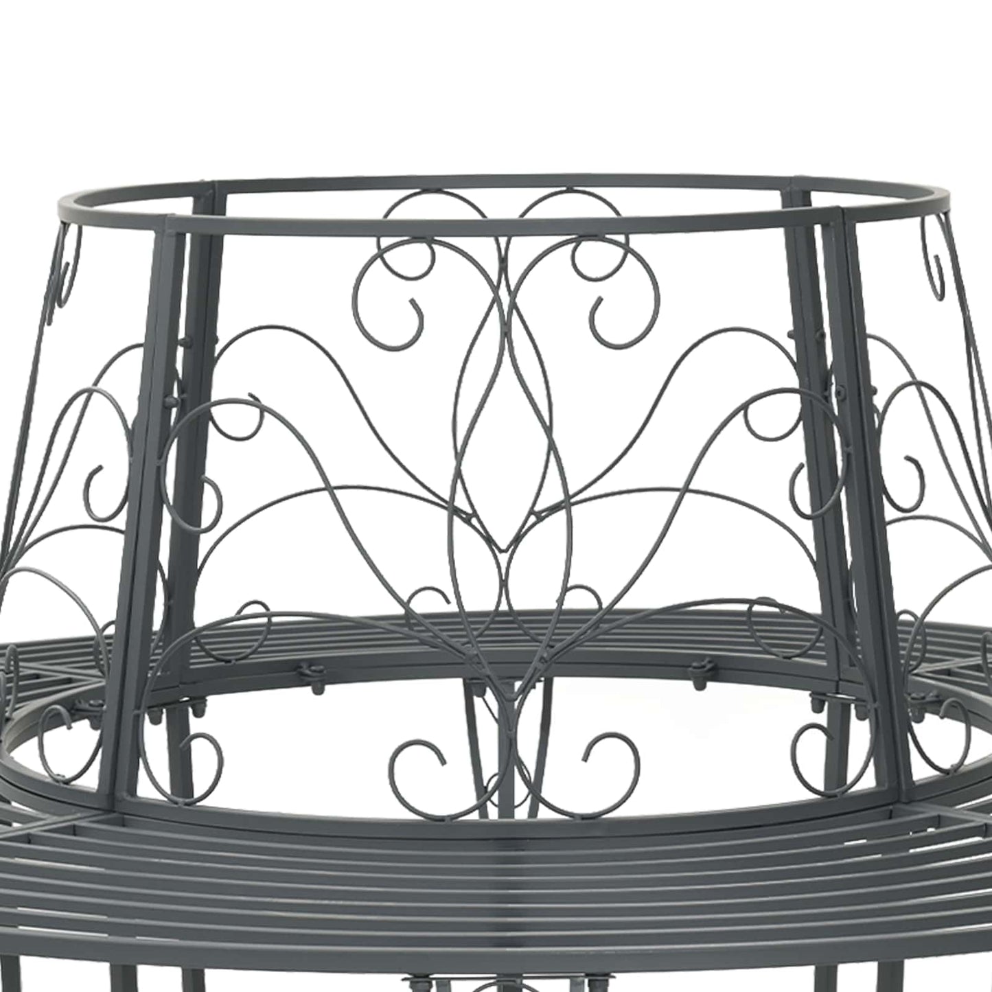 Baumbank 8-Sitzanzahl Ø 160 x 89 cm Stahl Silber Grau Rund