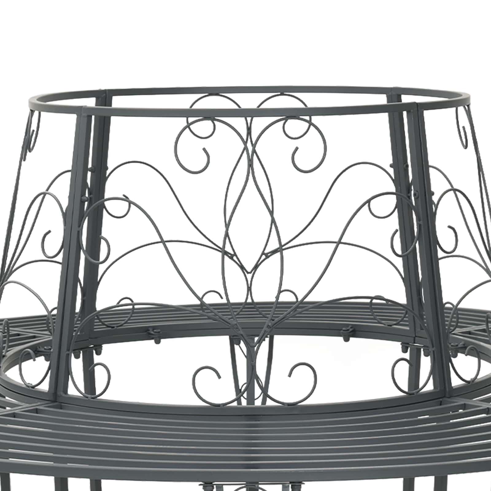Baumbank 8-Sitzanzahl Ø 160 x 89 cm Stahl Silber Grau Rund