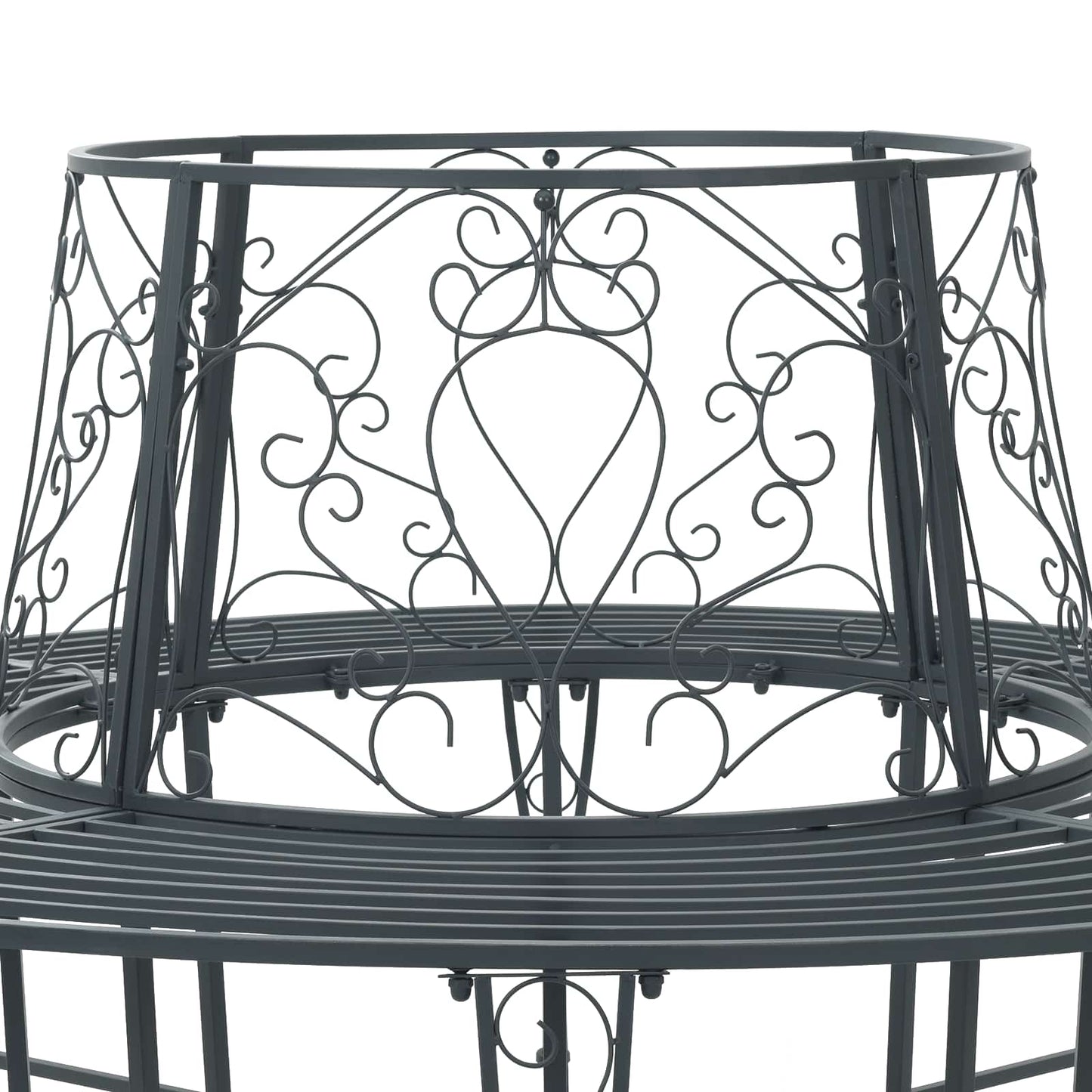Baumbank 8-Sitzanzahl Ø 160 x 89 cm Stahl Silber Grau Rund