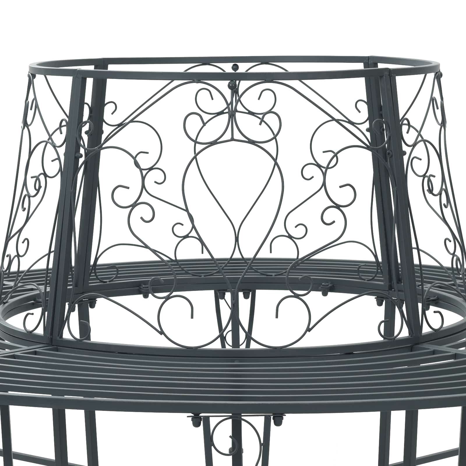 Baumbank 8-Sitzanzahl Ø 160 x 89 cm Stahl Silber Grau Rund