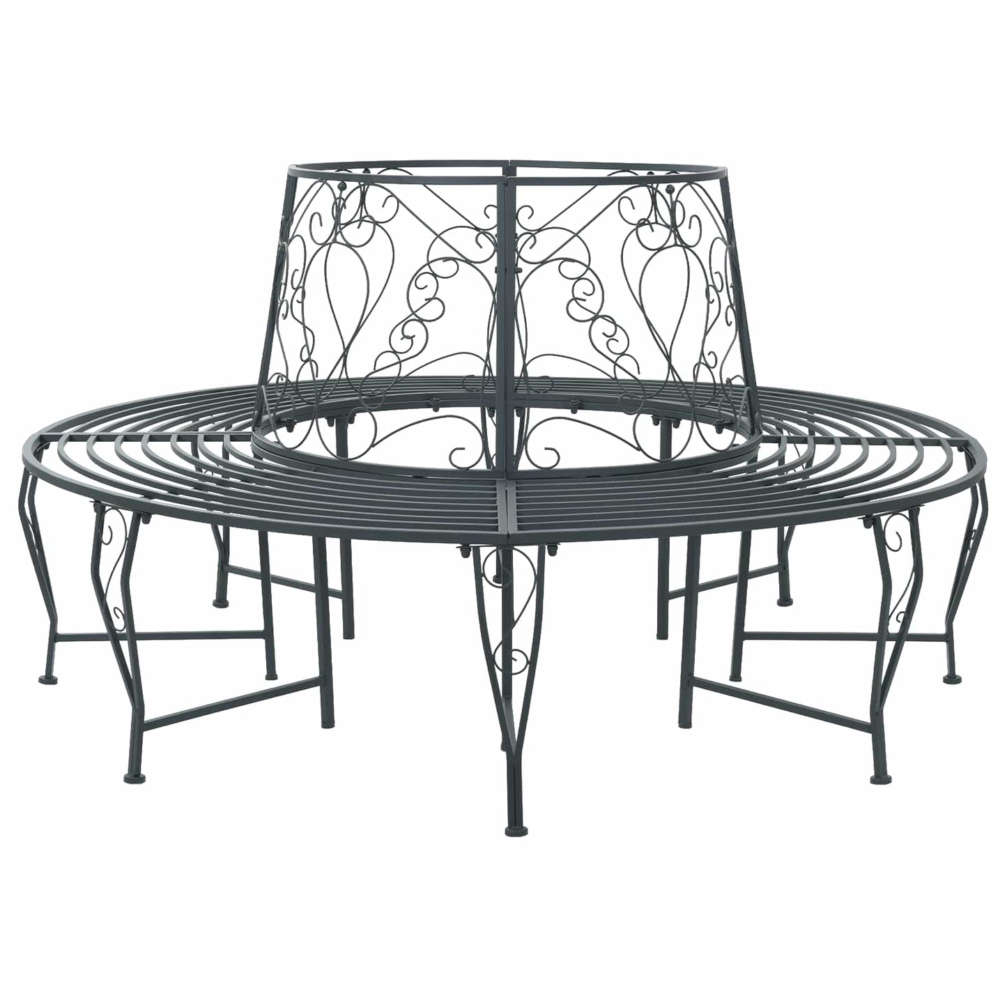Baumbank 8-Sitzanzahl Ø 160 x 89 cm Stahl Silber Grau Rund