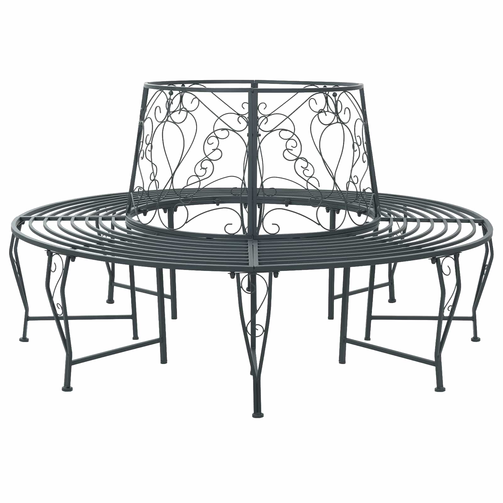 Baumbank 8-Sitzanzahl Ø 160 x 89 cm Stahl Silber Grau Rund