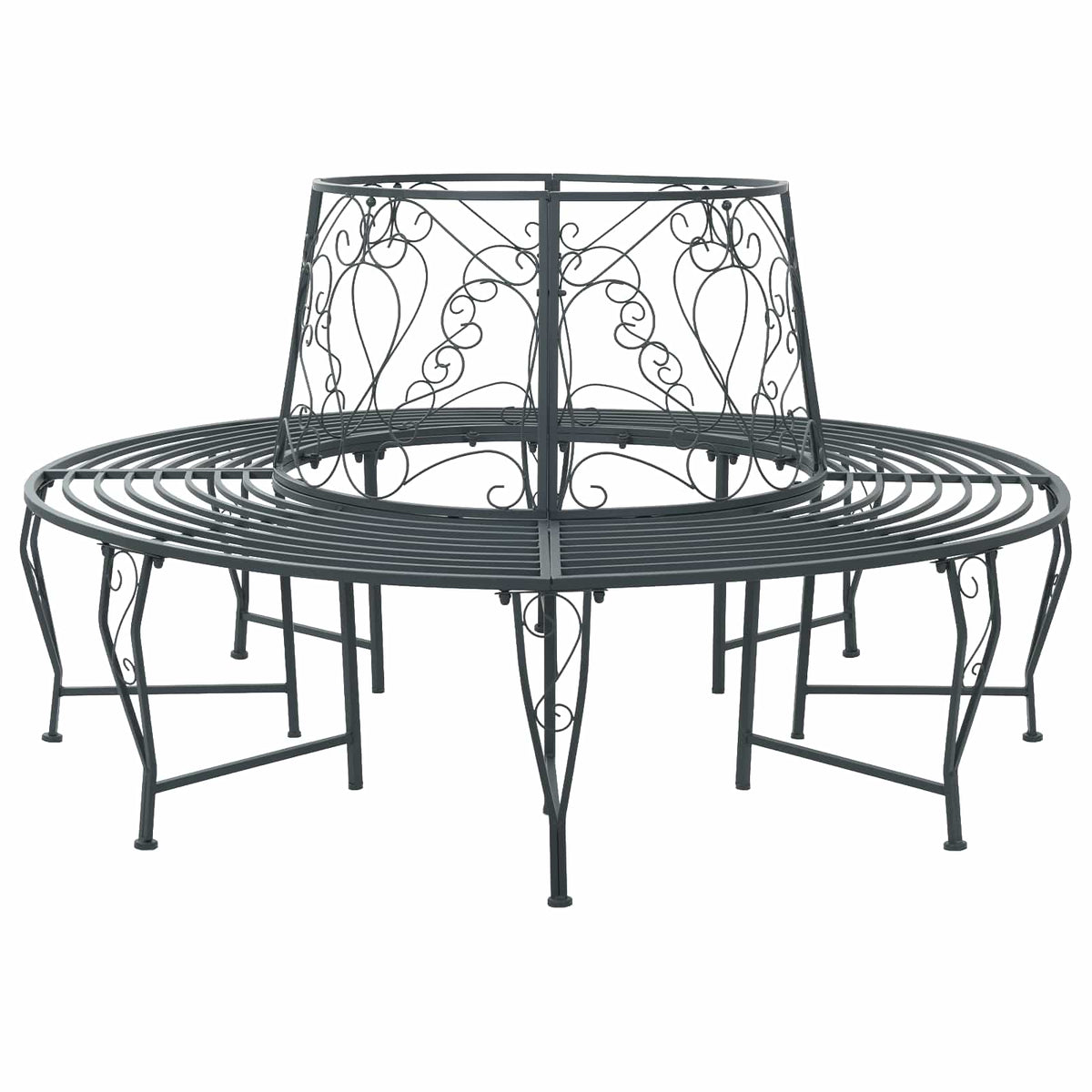 Baumbank 8 -Sitzer Ø 160 x 89 cm steel Silber Grau Rund