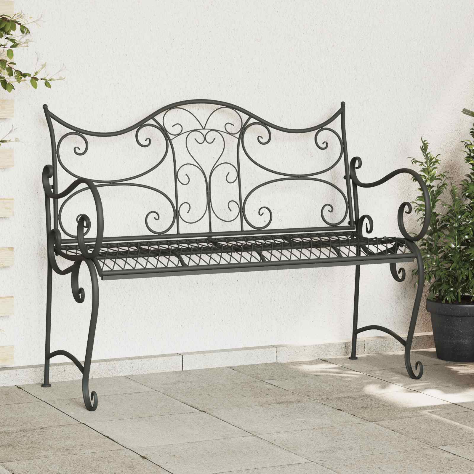 Gartenbank 2-Sitzanzahl 114 x 56,5 x 90 cm Stahl Silber Grau