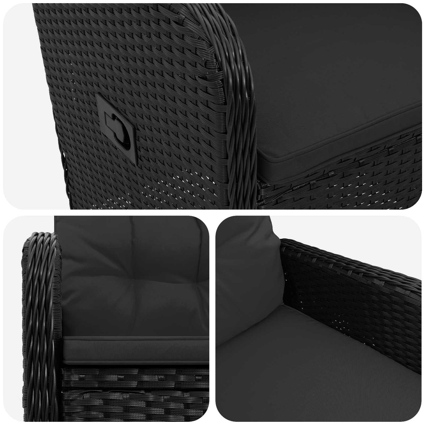 Verstellbarer Gartenstuhl Schwarz Poly-Rattan