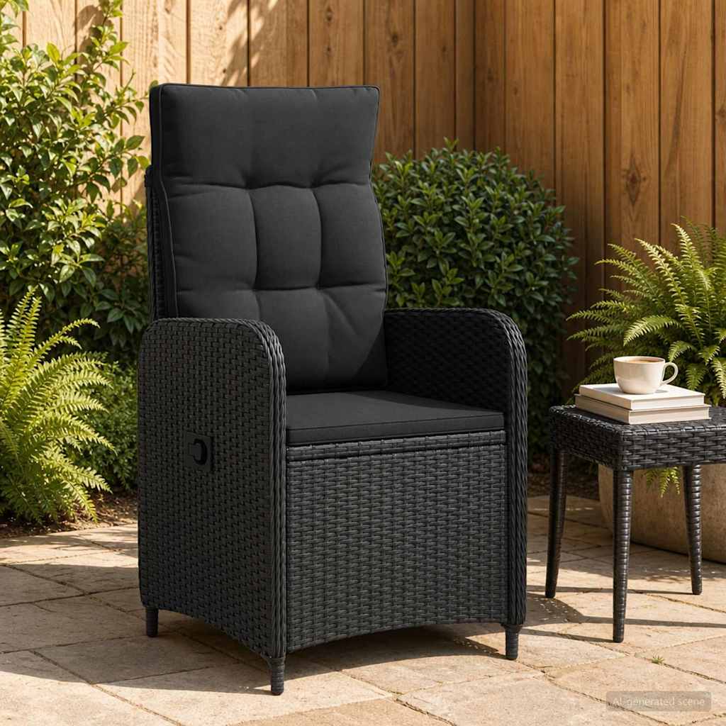 Verstellbarer Gartenstuhl Schwarz Poly-Rattan