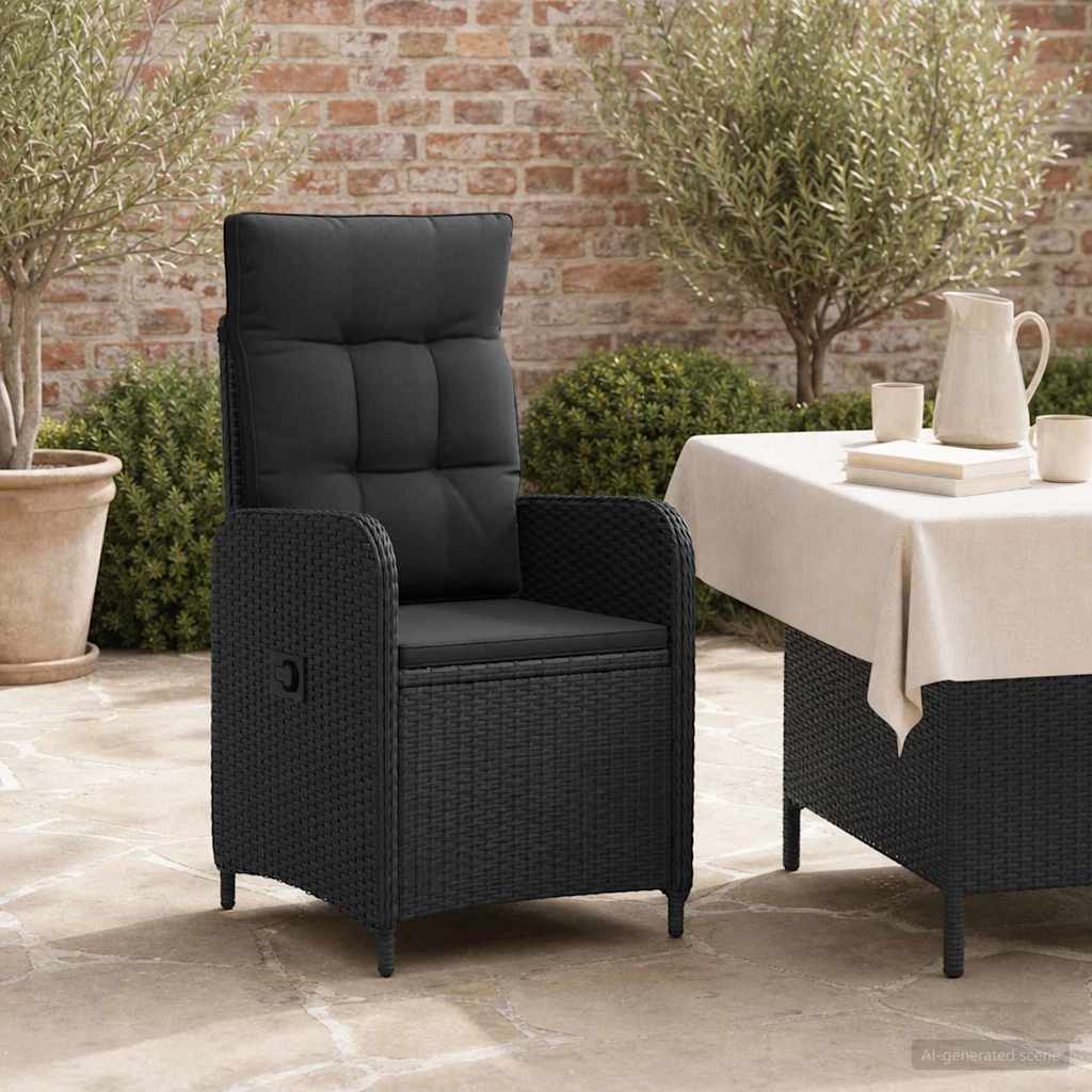 Verstellbarer Gartenstuhl Schwarz Poly-Rattan