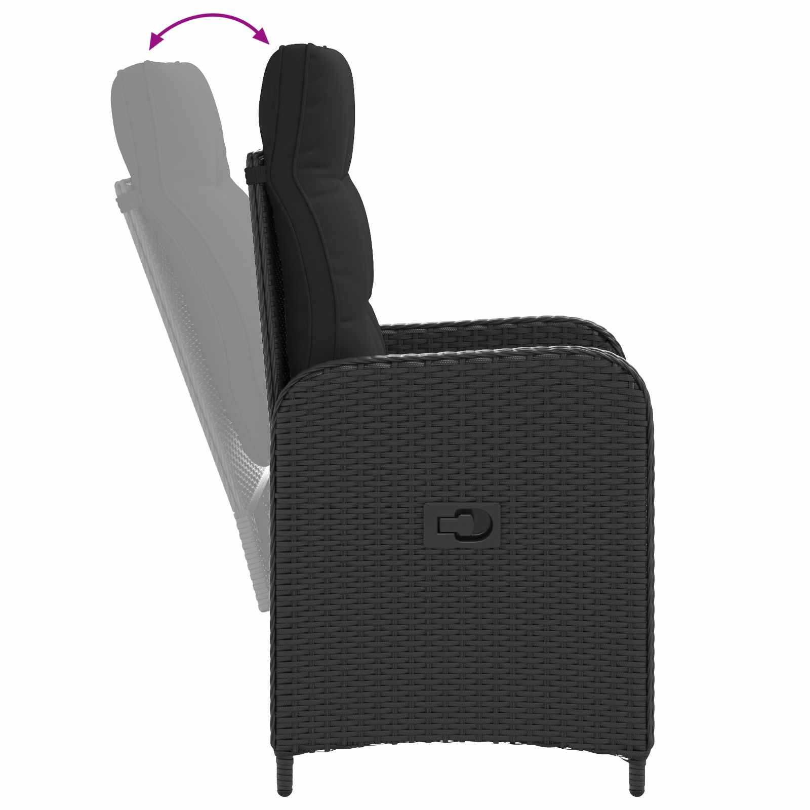 Verstellbarer Gartenstuhl Schwarz Poly-Rattan