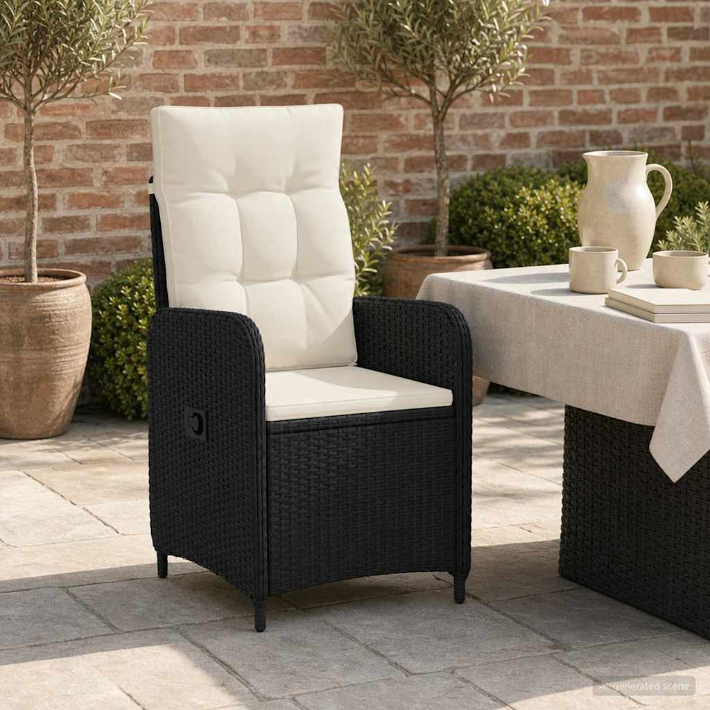 Verstellbarer Gartenstuhl Schwarz und Cremeweiß