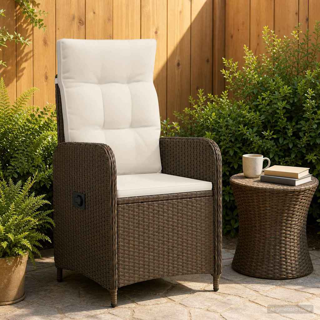 Verstellbarer Gartenstuhl Braun und Creme Weiß