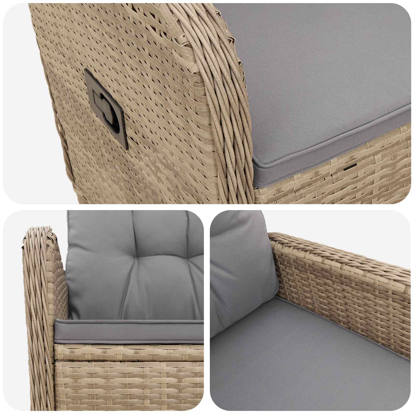Verstellbarer Gartenstuhl Beige und Hellgrau
