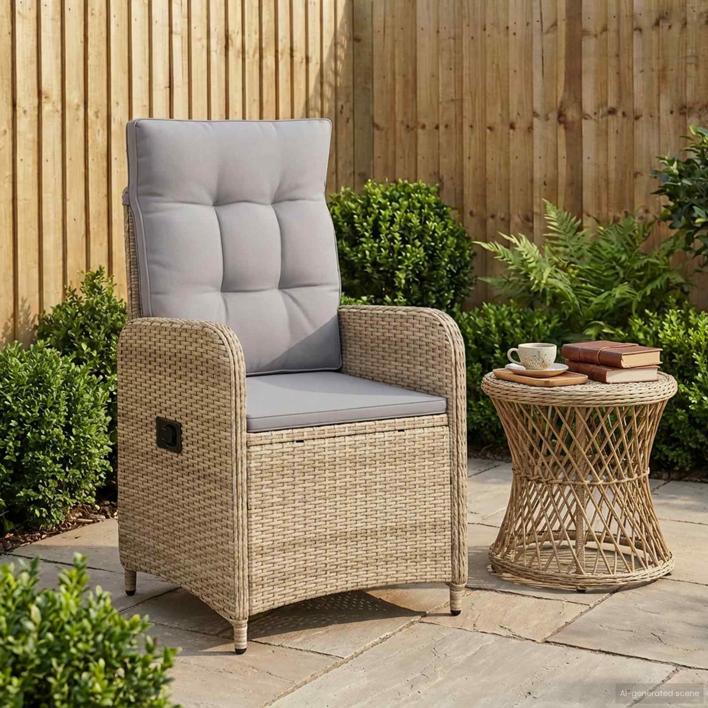 Verstellbarer Gartenstuhl Beige und Hellgrau