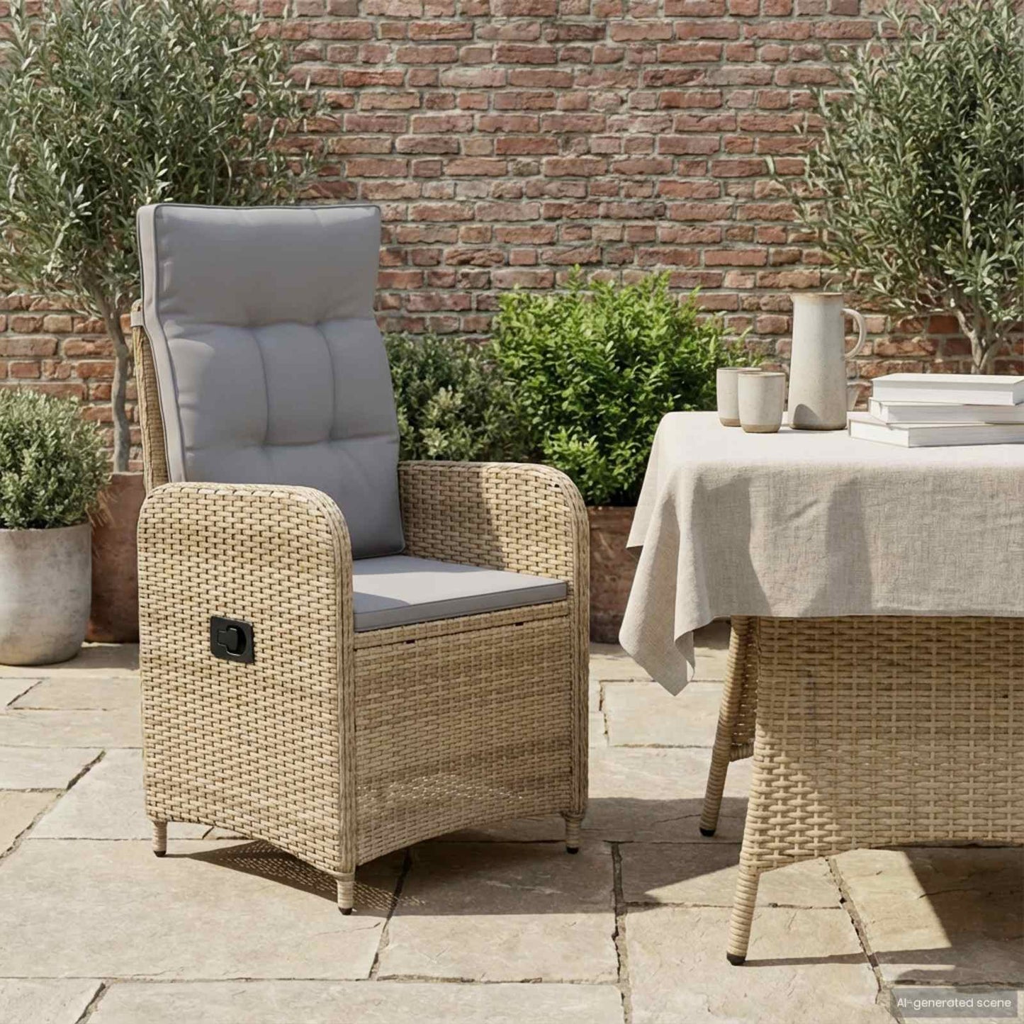 Verstellbarer Gartenstuhl Beige und Hellgrau