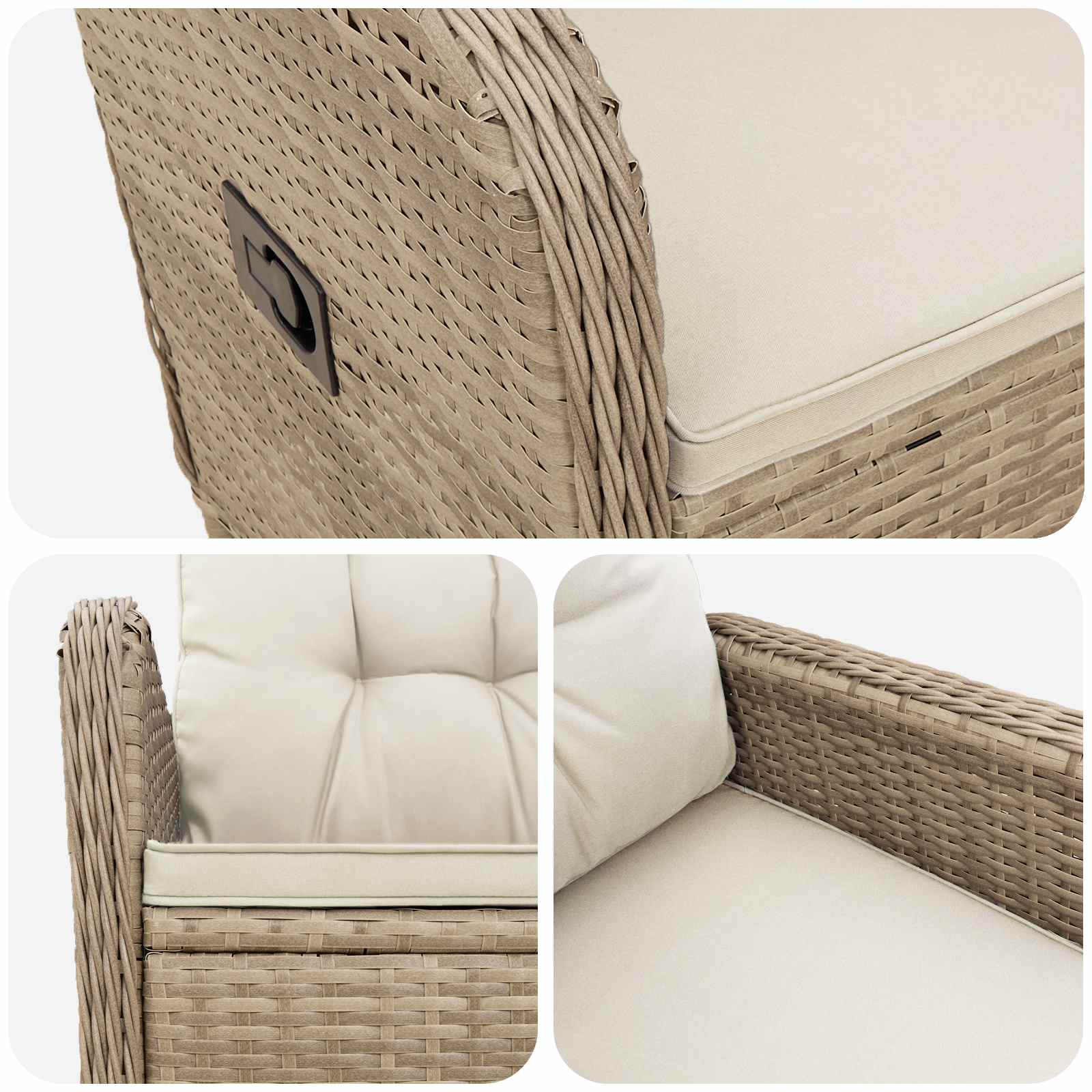Verstellbarer Gartenstuhl Beige und Cremeweiß