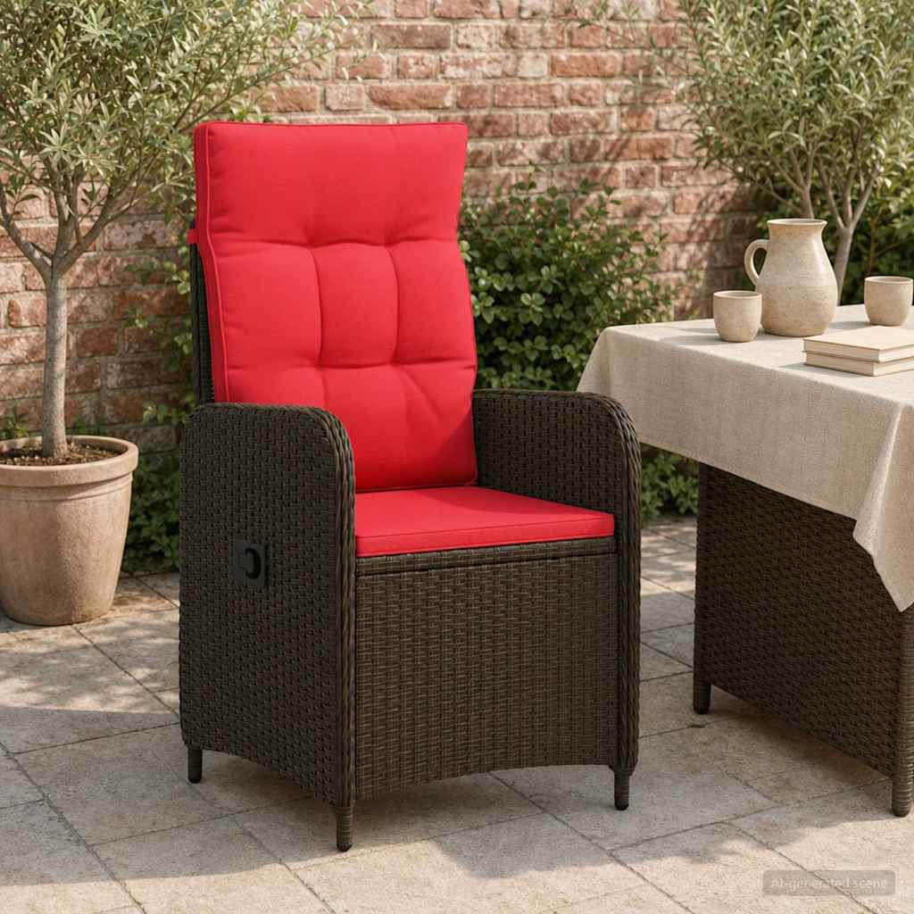 Verstellbarer Gartenstuhl Braun und Rot Poly-Rattan