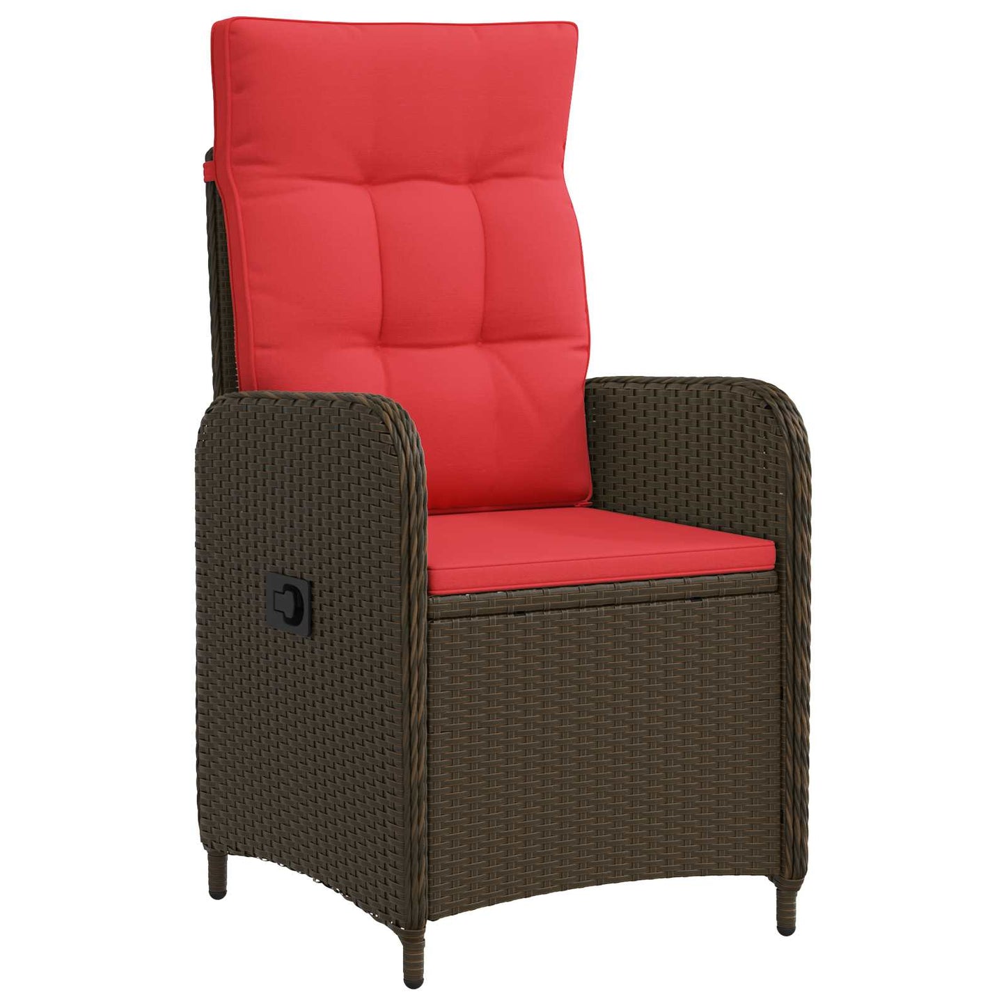 Verstellbarer Gartenstuhl Braun und Rot Poly-Rattan
