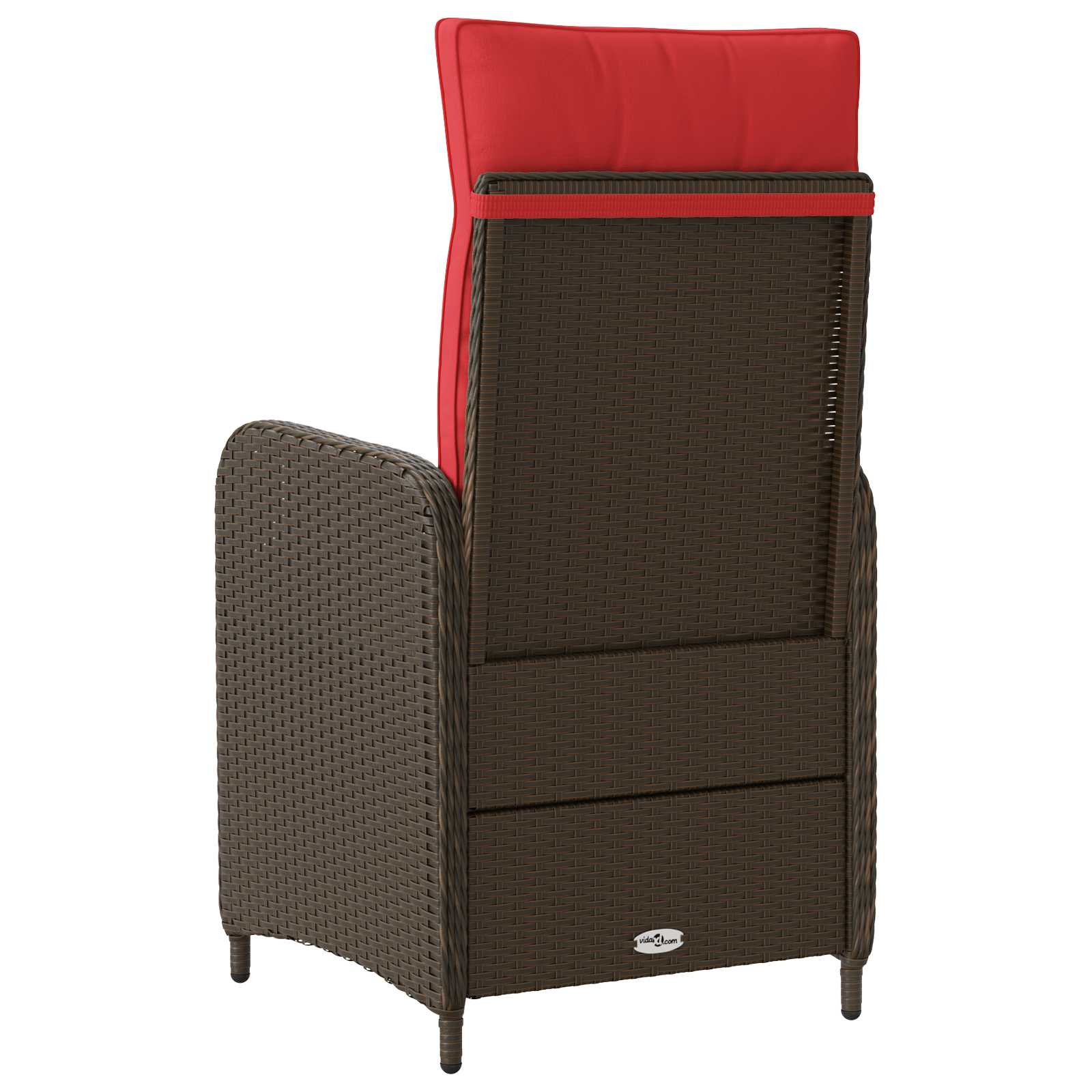Verstellbarer Gartenstuhl Braun und Rot Poly-Rattan