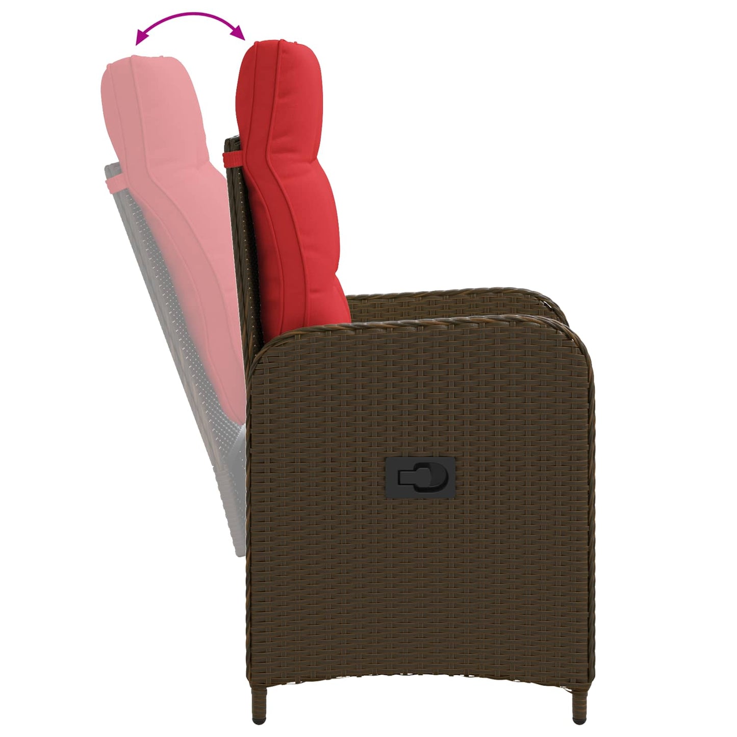 Verstellbarer Gartenstuhl Braun und Rot Poly-Rattan