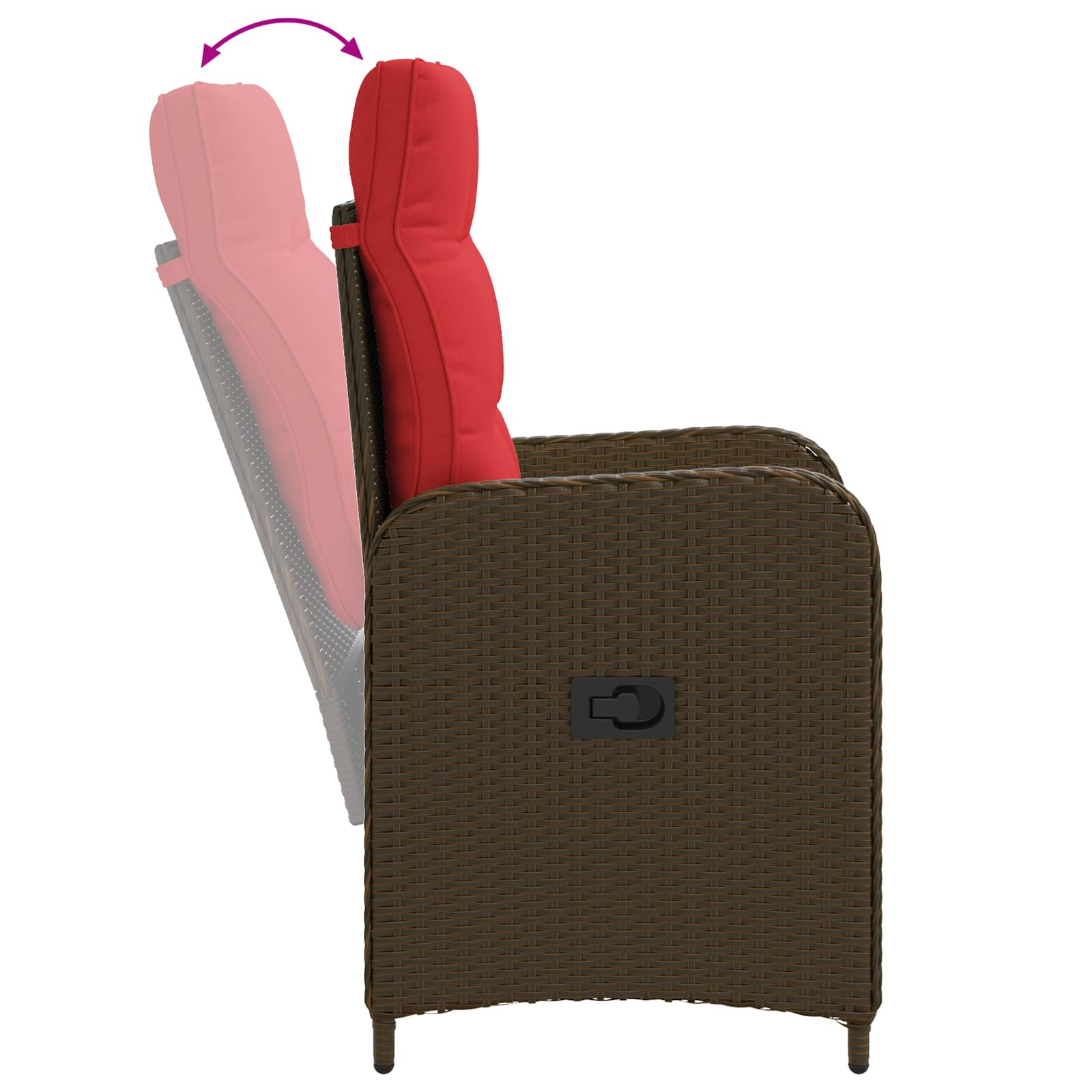 Verstellbarer Gartenstuhl Braun und Rot Poly-Rattan