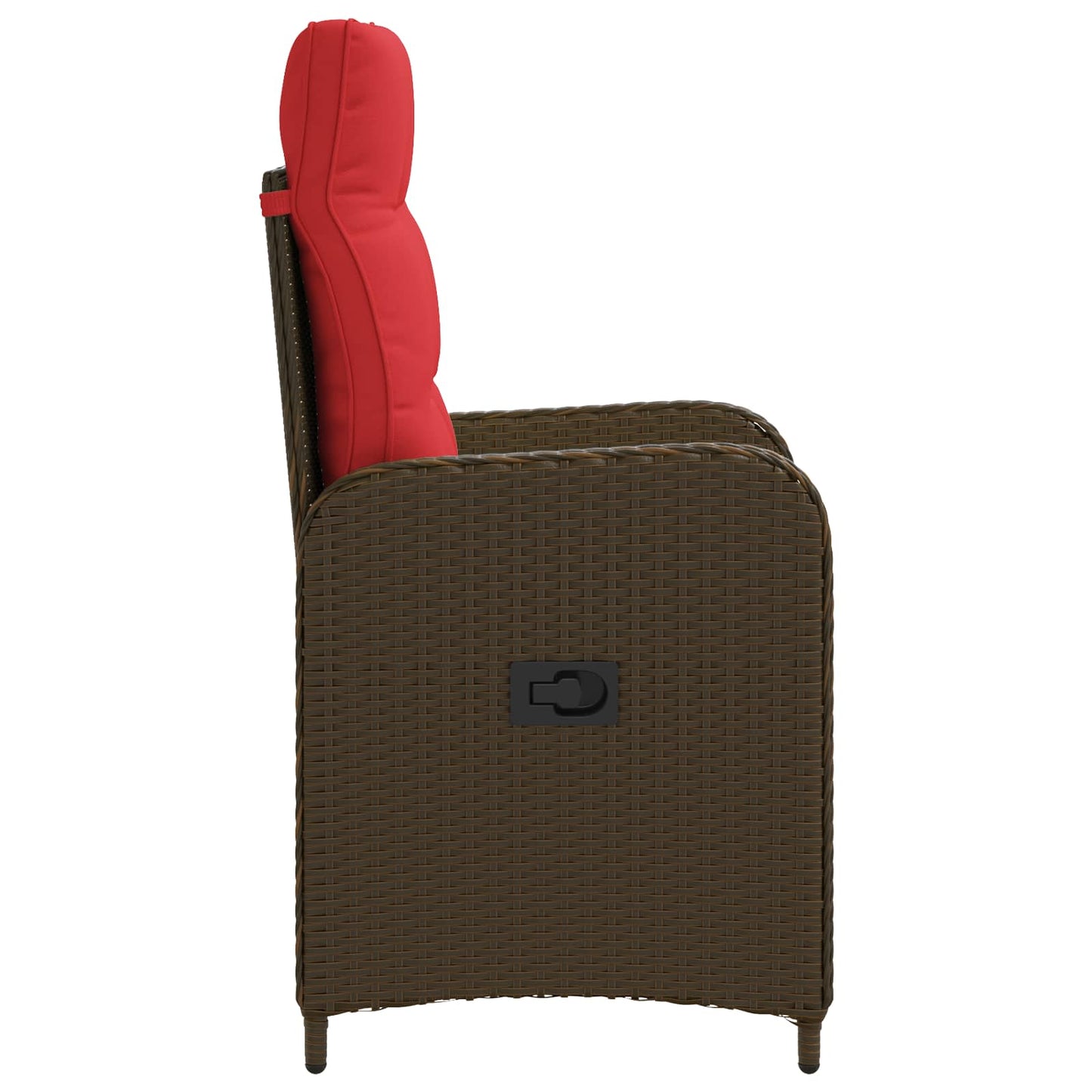 Verstellbarer Gartenstuhl Braun und Rot Poly-Rattan