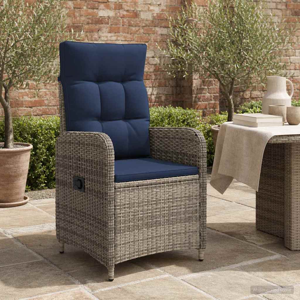 Verstellbarer Gartenstuhl Grau und Marineblau